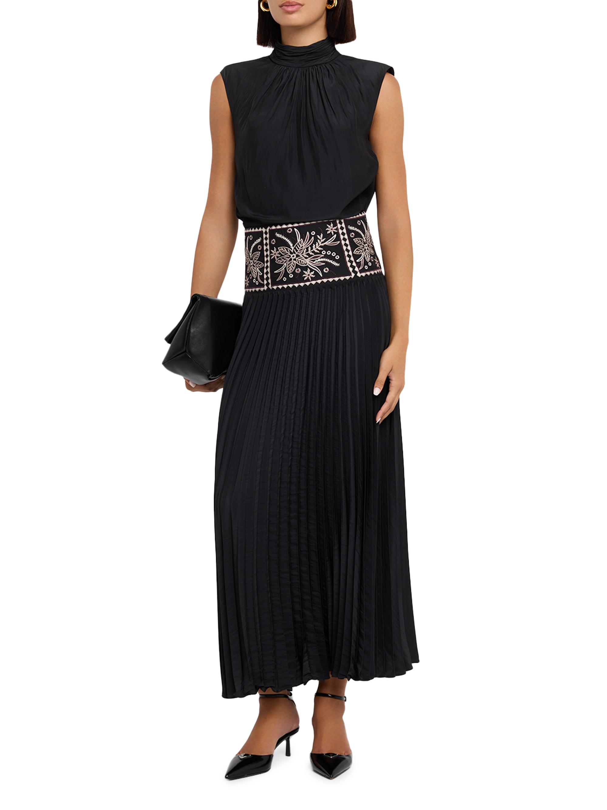 Ramy Brook Kimberly Embroidered Pleated Midi-Dress | Saks Fifth Avenue