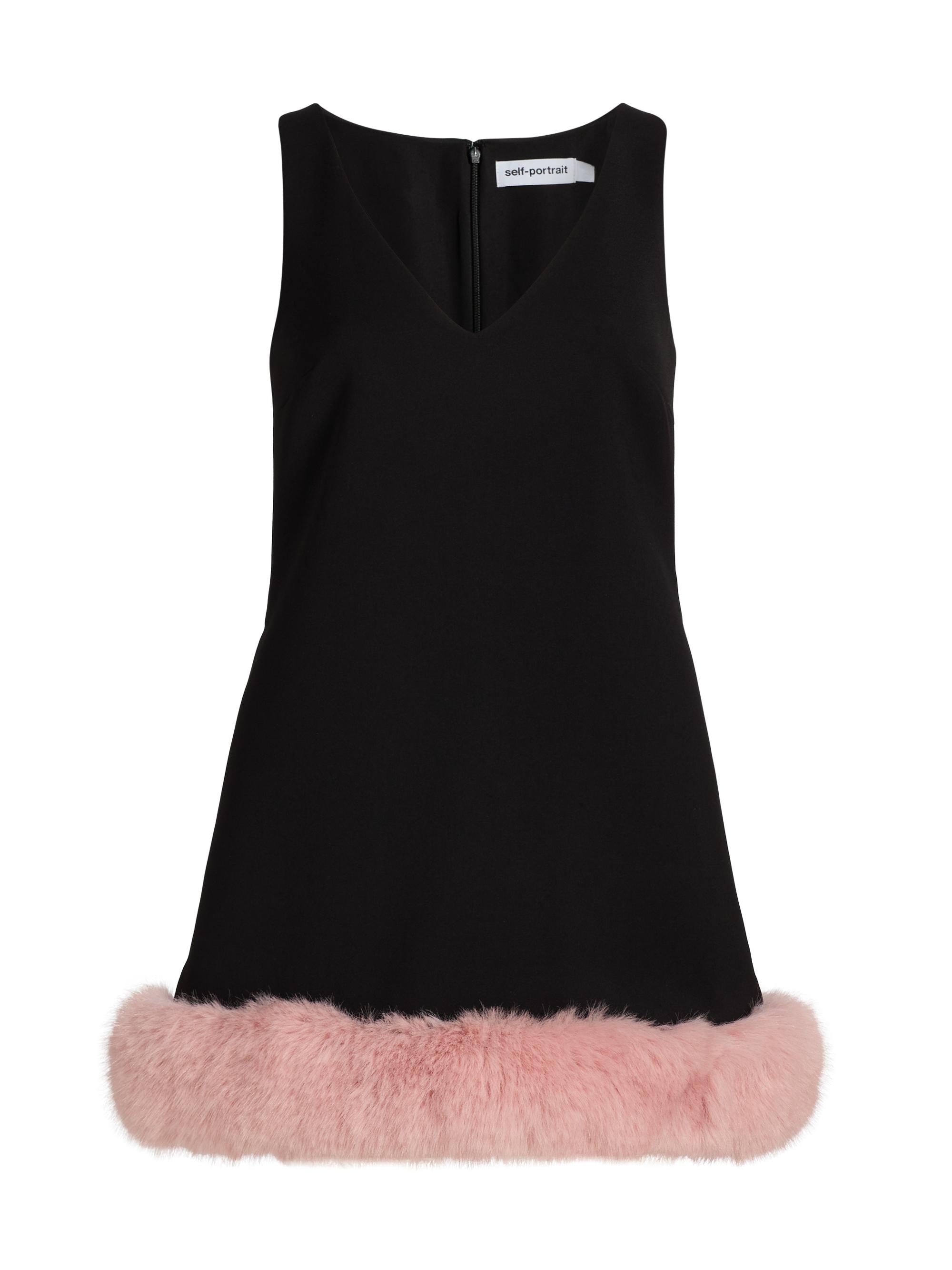 strapless open back dress Pink Fur Trim Cami Top main image 1
