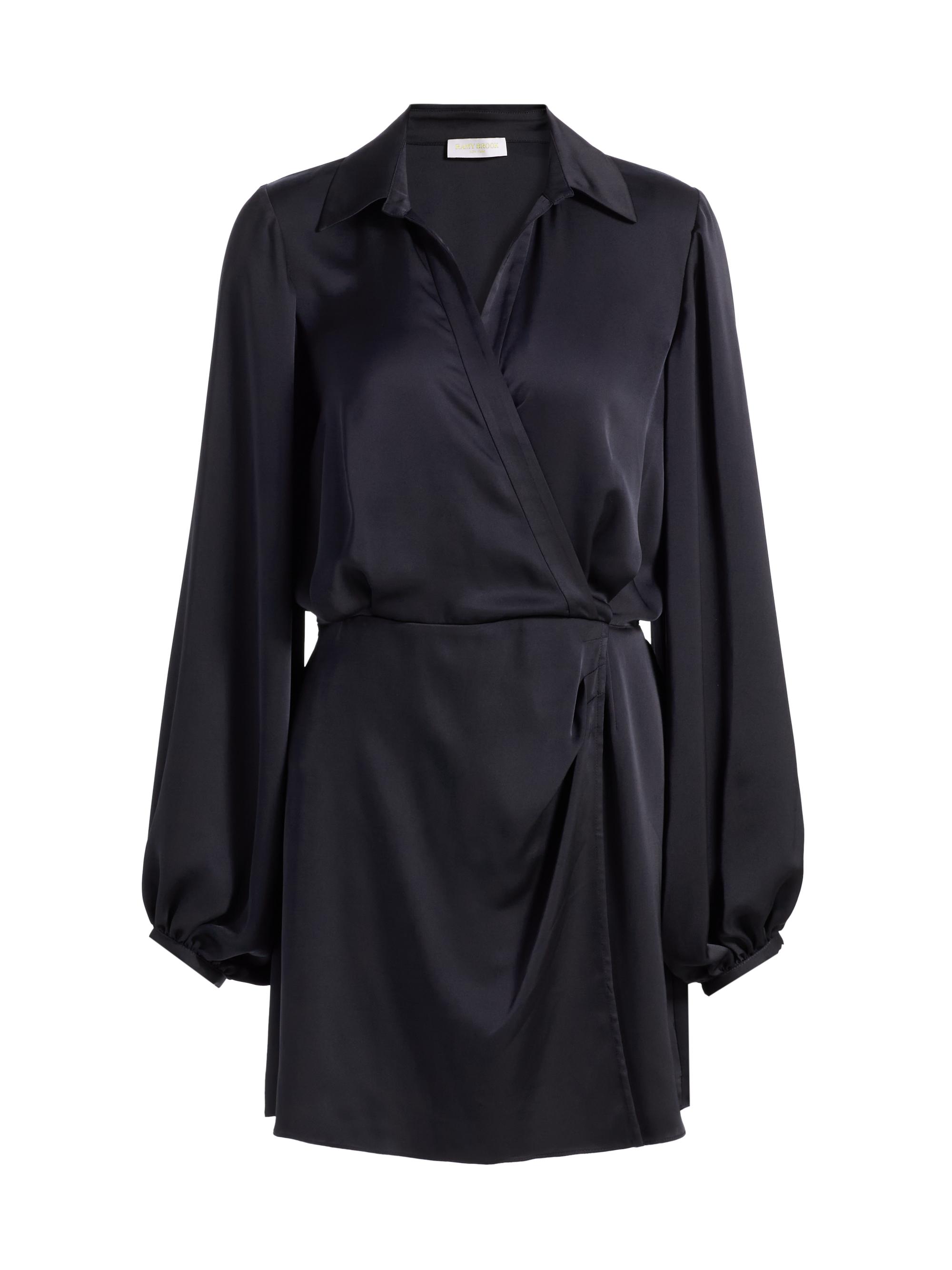 Ramy Brook Women's Carolyn Satin Wrap-Minidress - Black - Size XS