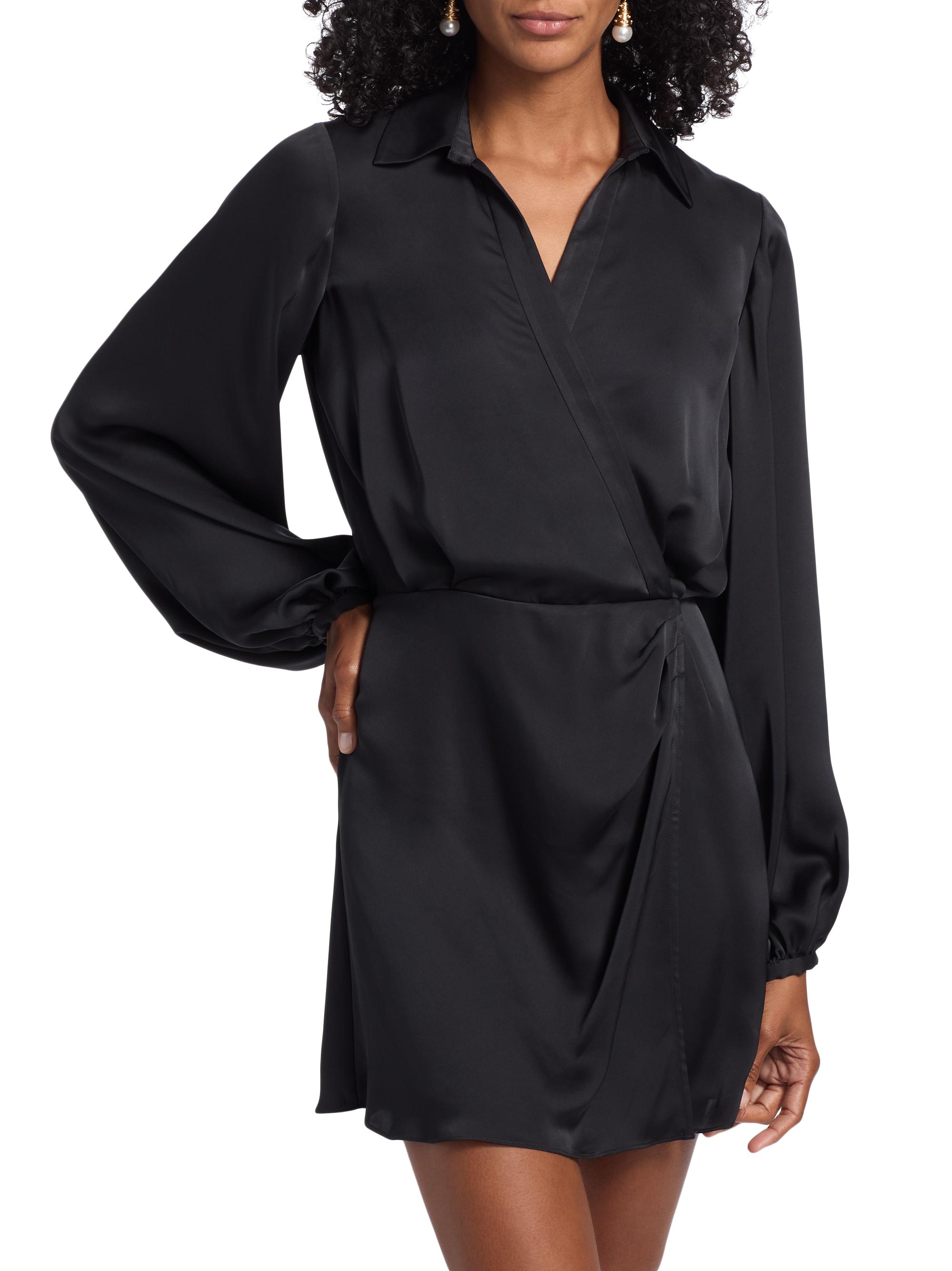 Ramy Brook Women's Carolyn Satin Wrap-Minidress - Black - Size XS