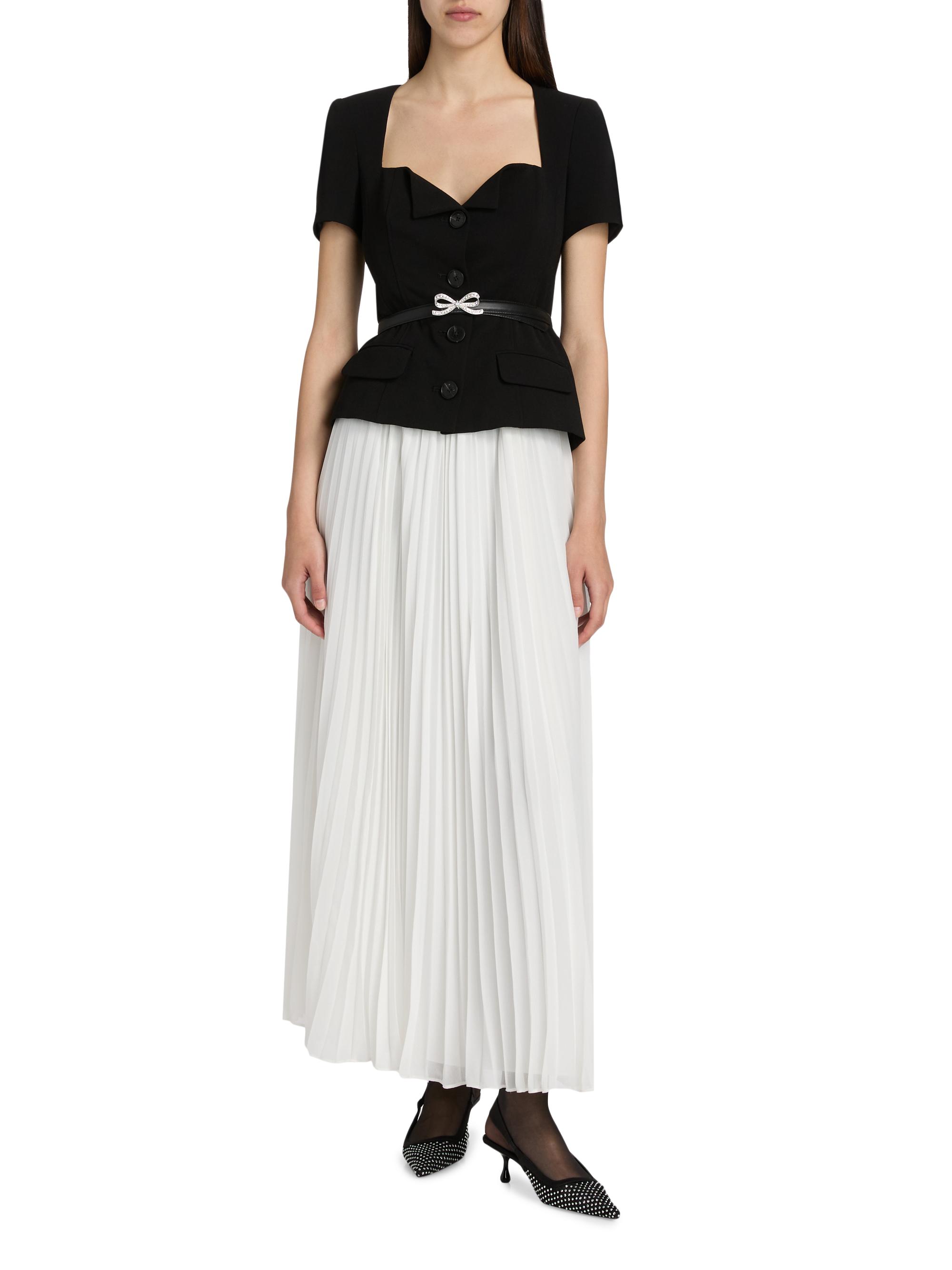 Self-Portrait Chiffon Belted Combo Midi-Dress