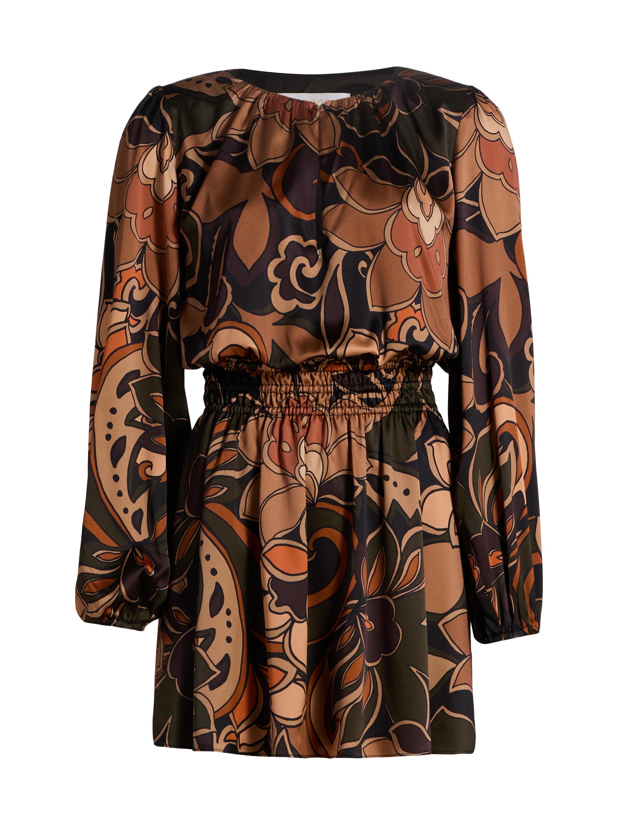 Ramy Brook Women's Gloria Floral Silk Minidress - Boho Brown Combo
