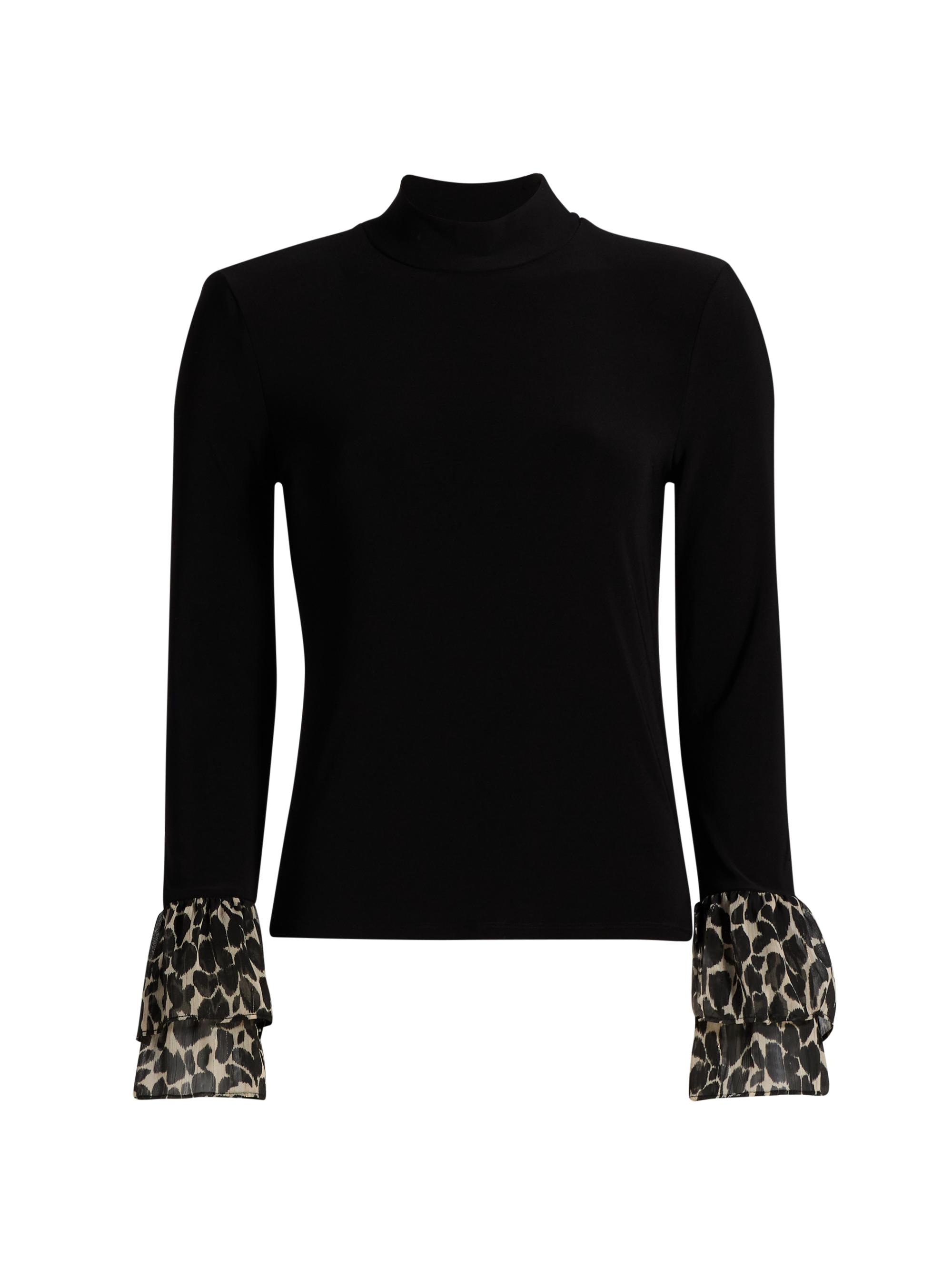 Ramy Brook Women's Vickiana Mock Turtleneck Long-Sleeve Top - Black Bone Foliage