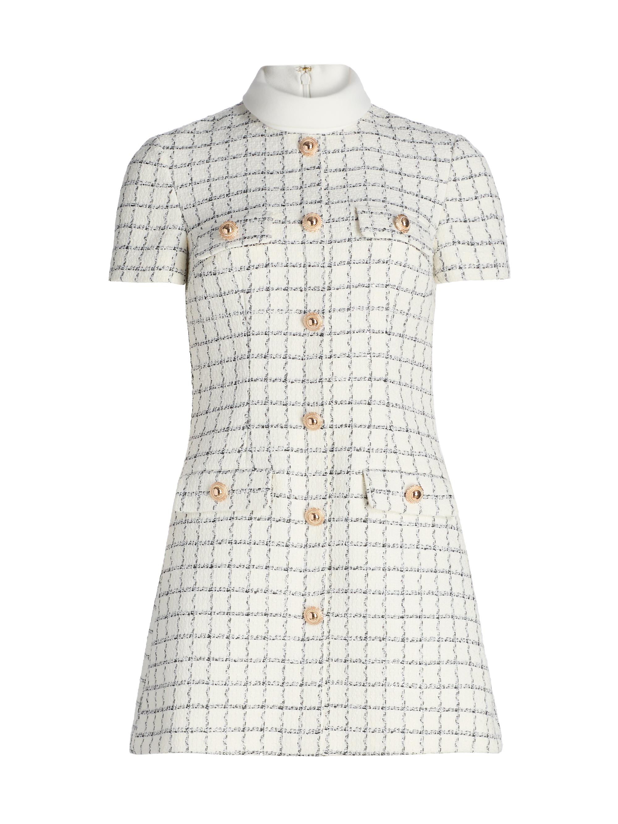 Self-Portrait Women's Check Boucle Minidress - Cream