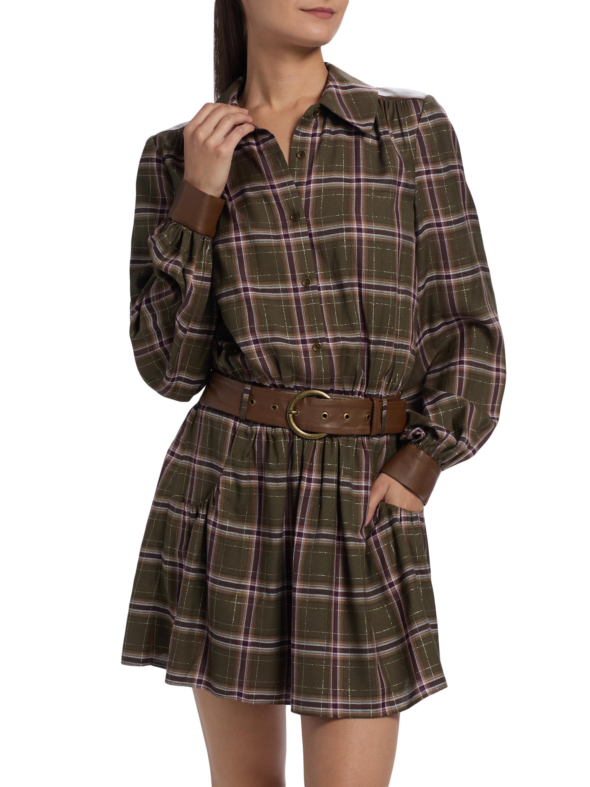 Ramy Brook Jim Check Belted Mini-Shirtdress | Saks Fifth Avenue