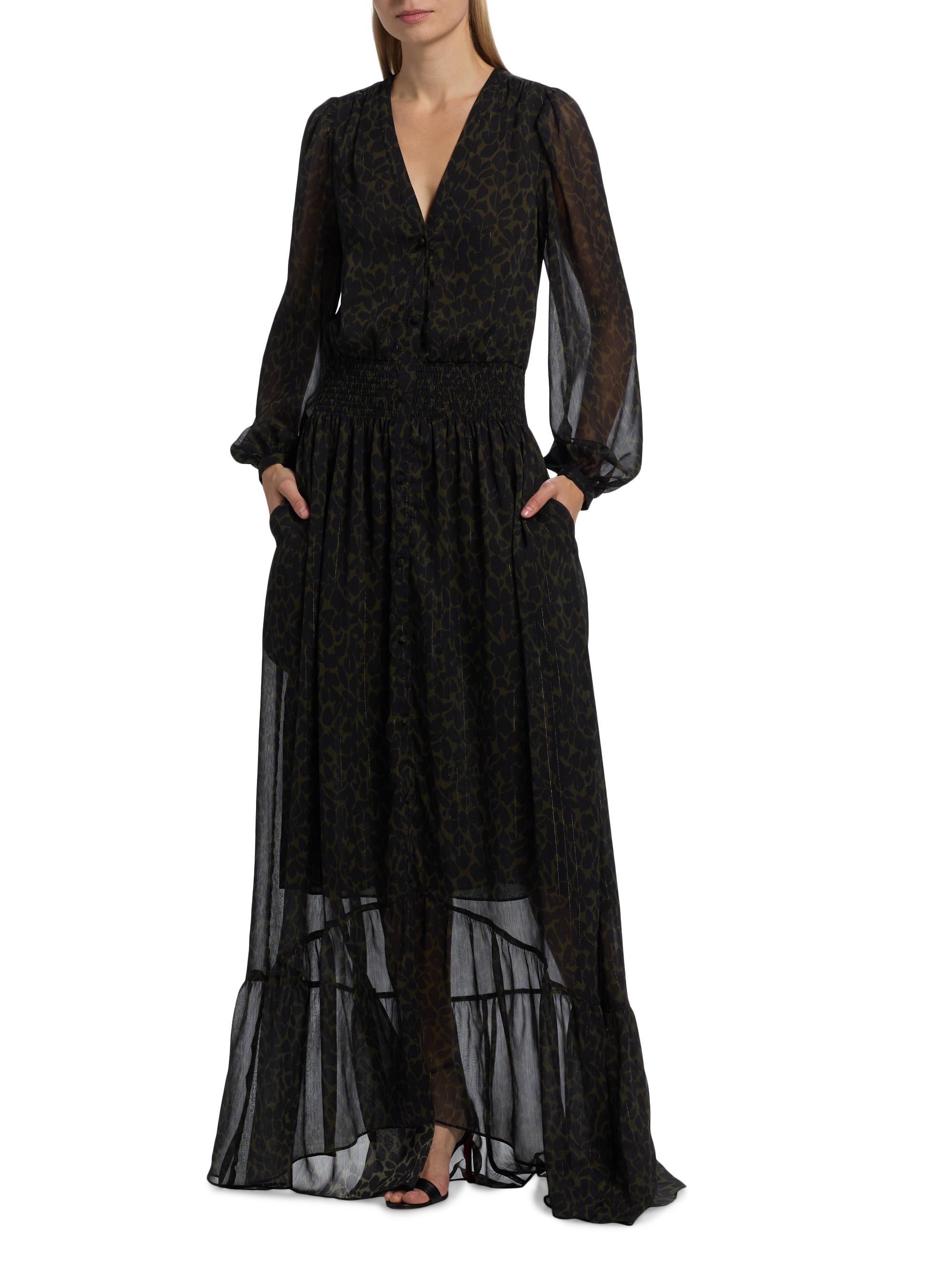 Ramy Brook Teresa V-Neck Long-Sleeve Maxi Dress | Saks Fifth Avenue