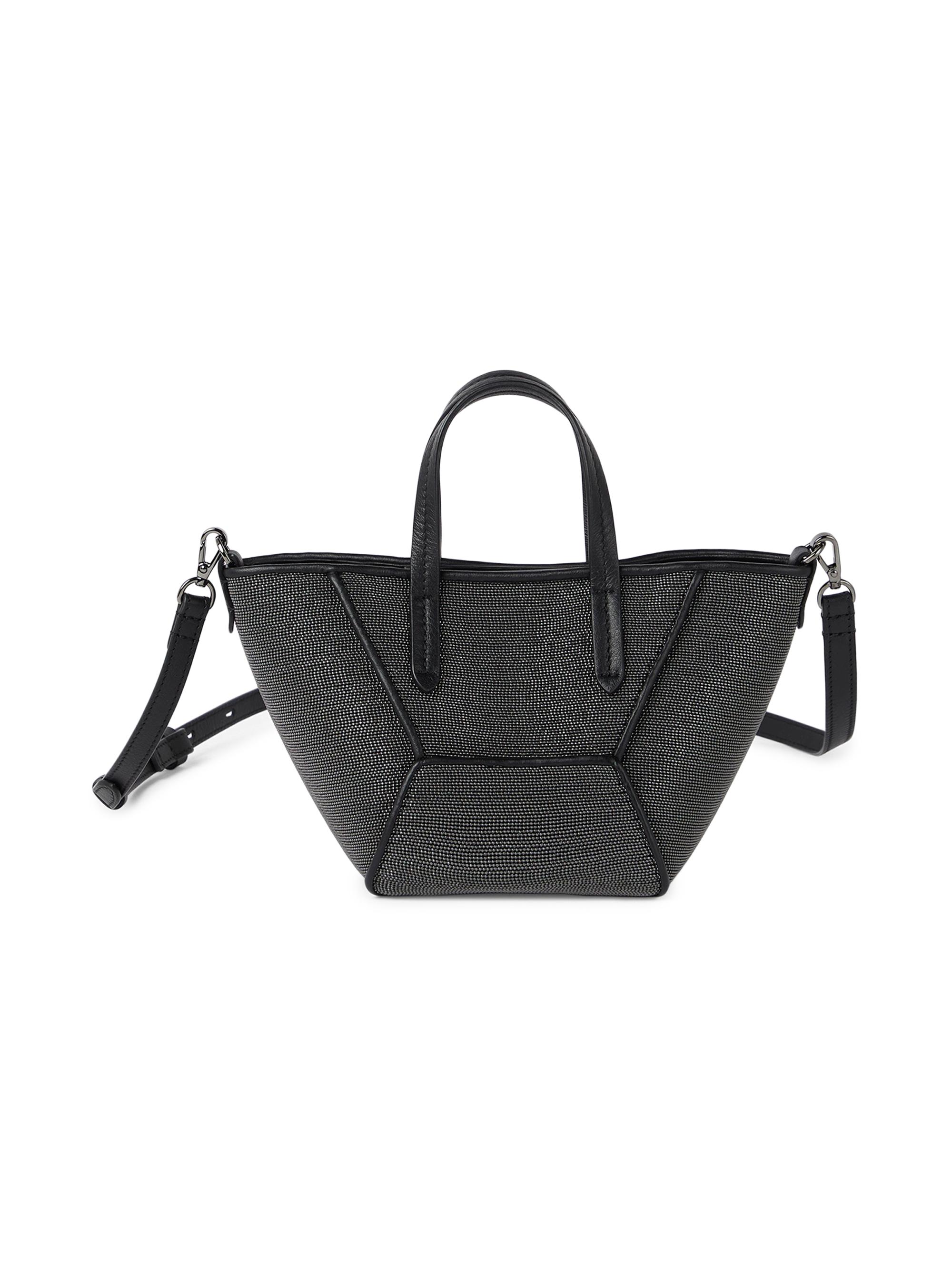 Brunello Cucinelli Women's Precious Duo Mini Bag in Grained Leather - Black