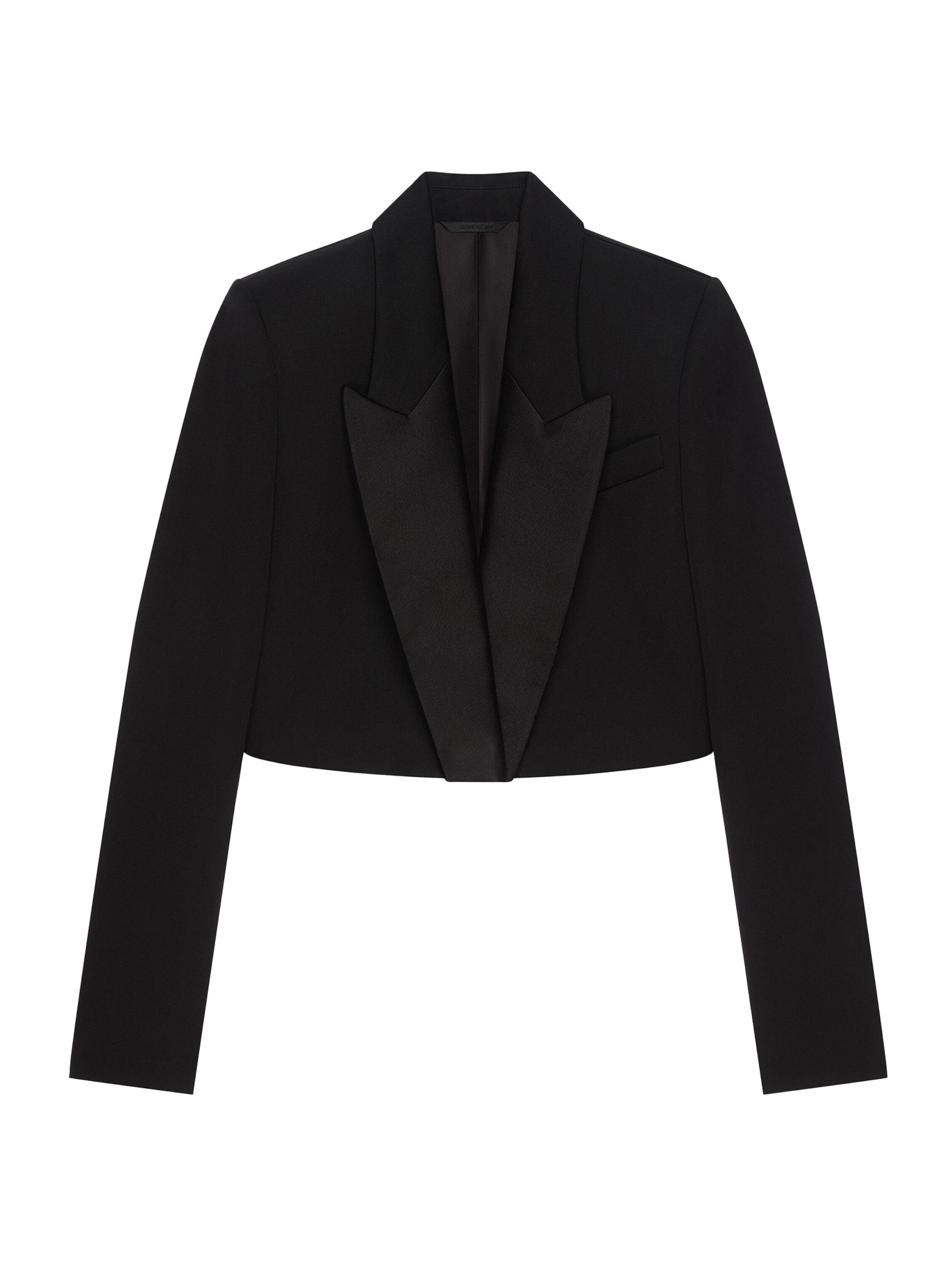 Givenchy Women's Cropped Suit Jacket in Wool with Satin Collar - Black