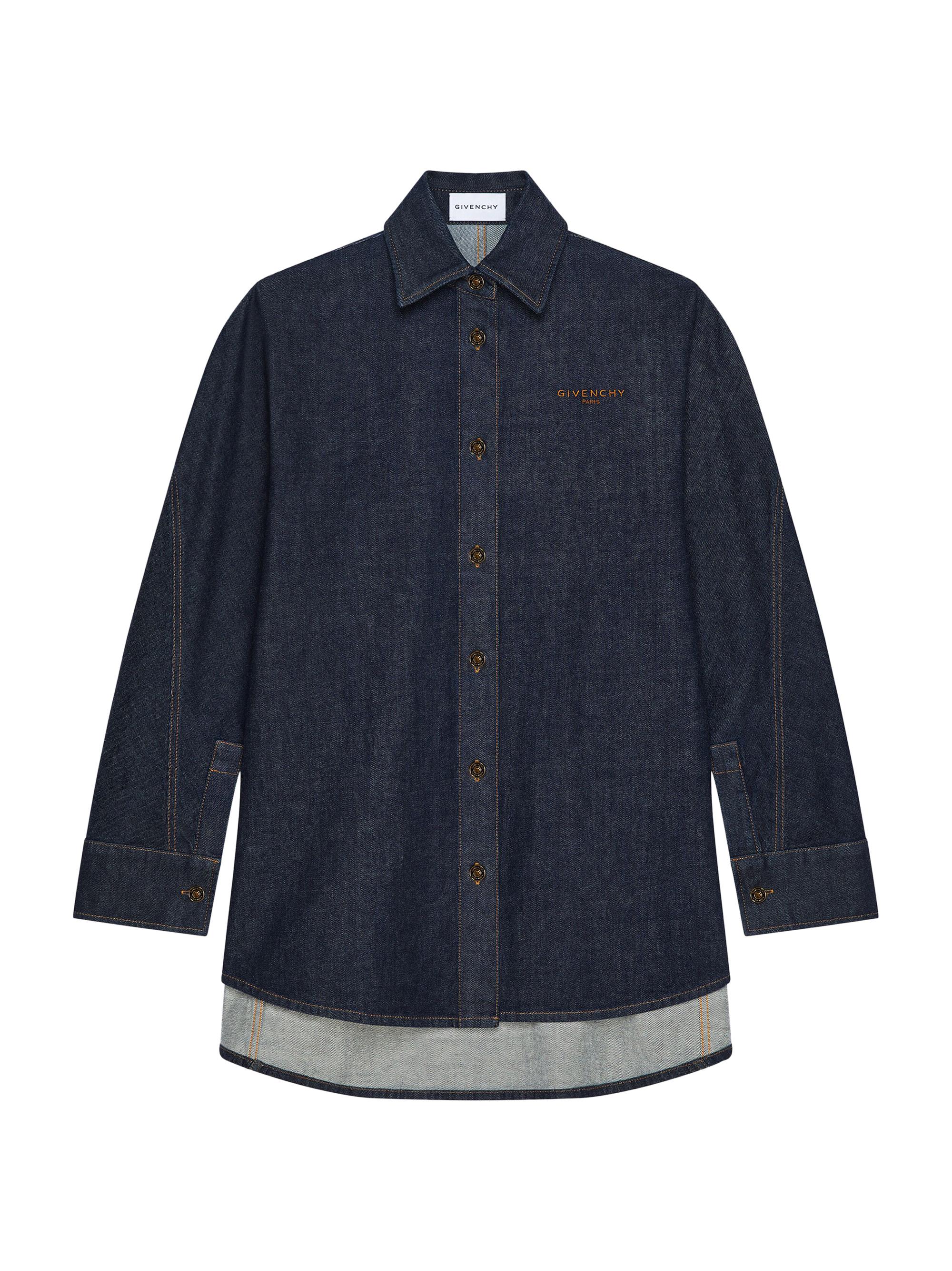Givenchy Women's Shirt in Denim with Embroidery - Dark Blue
