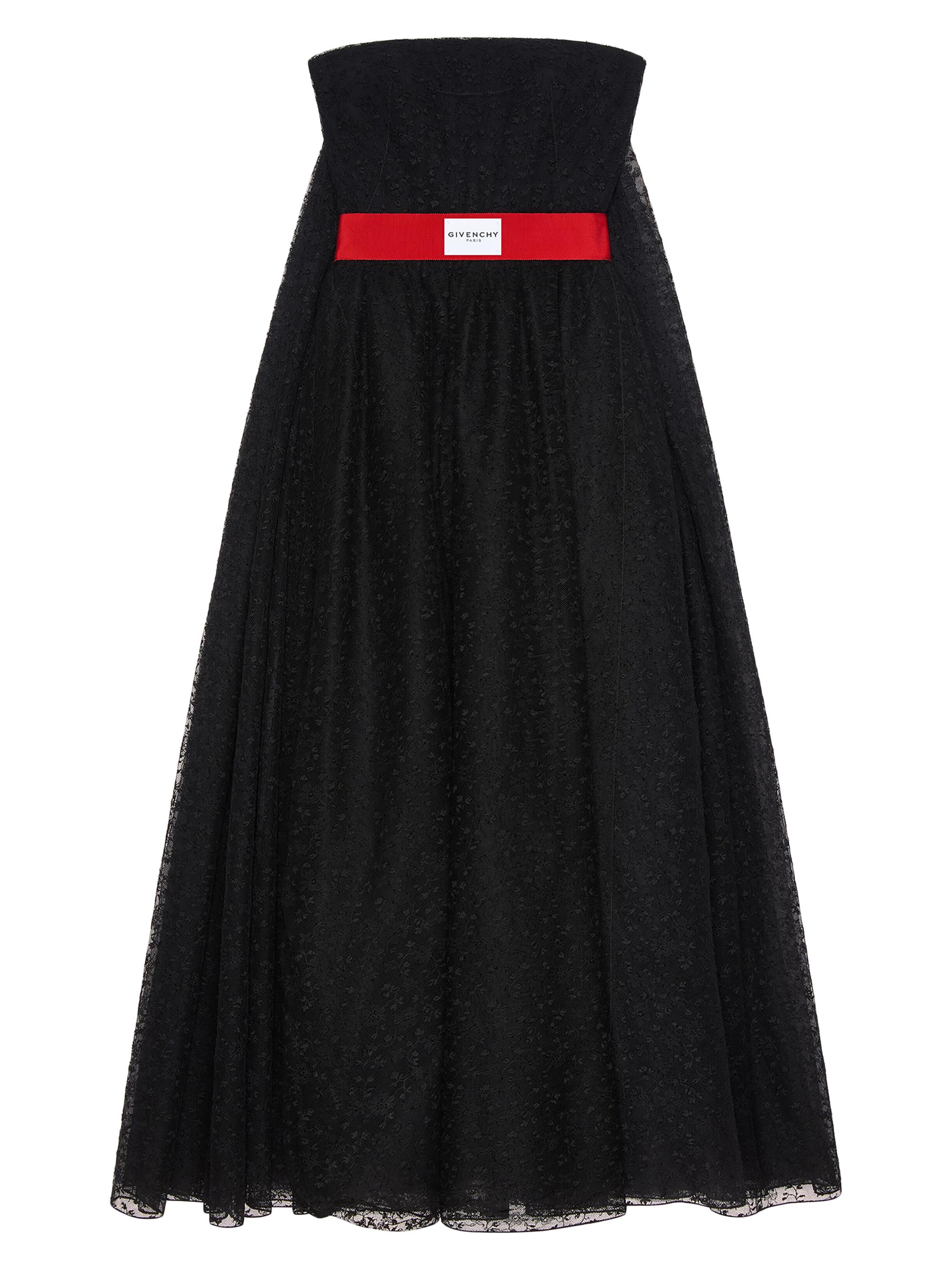 Givenchy Women's Strapless Evening Dress in Lace with Cape - Black