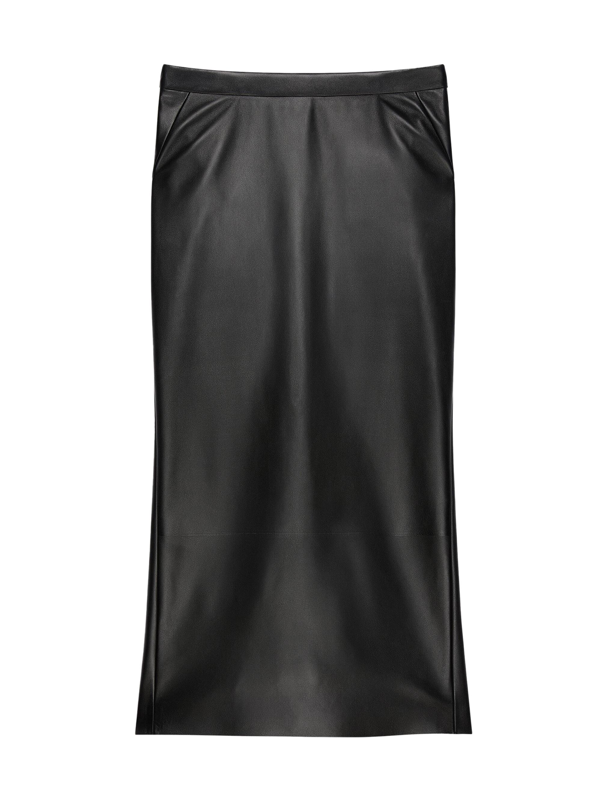 Givenchy Women's Mid-Length Skirt in Nappa Leather with Pleated Back - Black