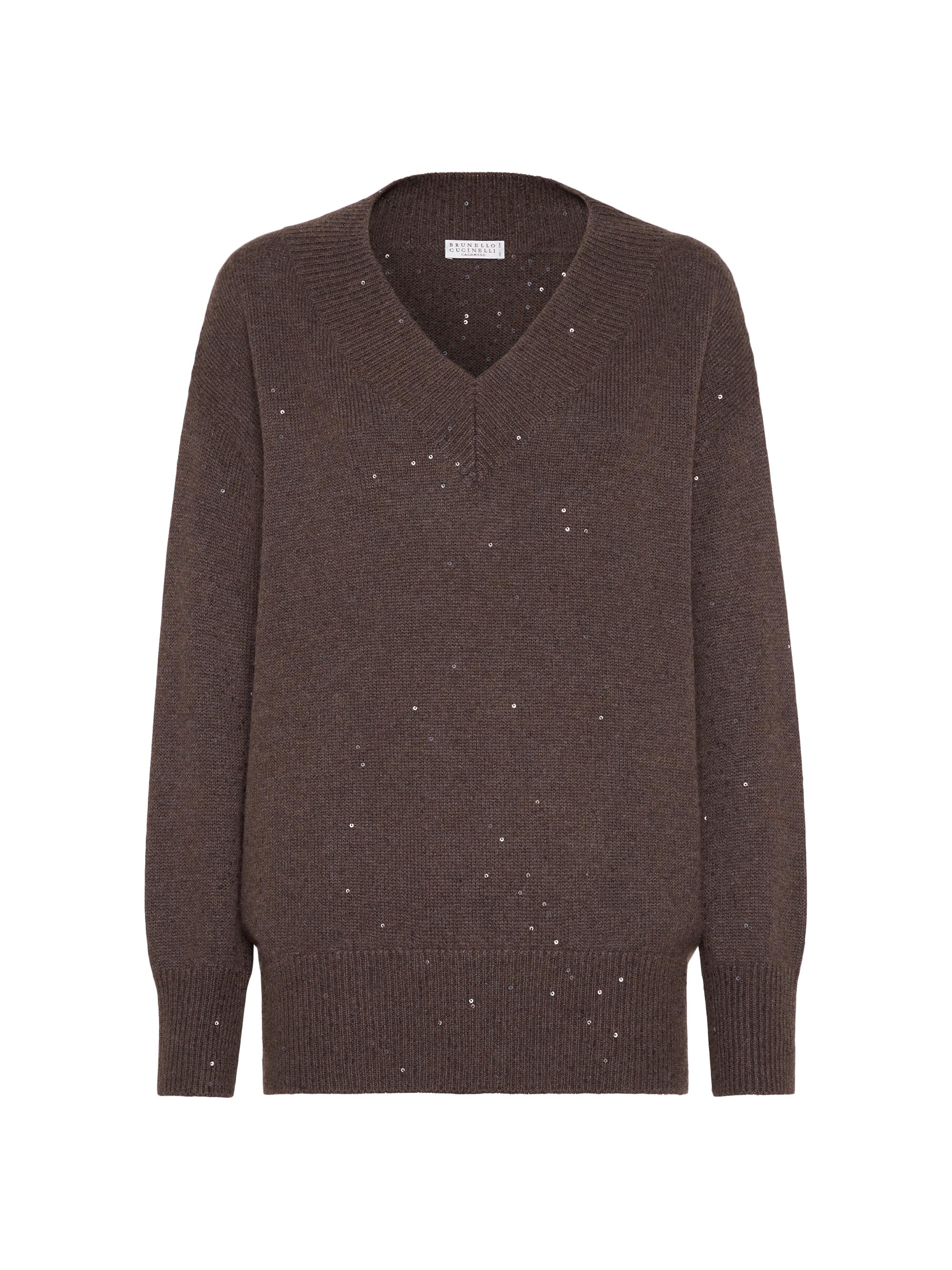 Brunello Cucinelli Women's Cashmere and Silk Diamond Yarn Sweater - Rust Brown