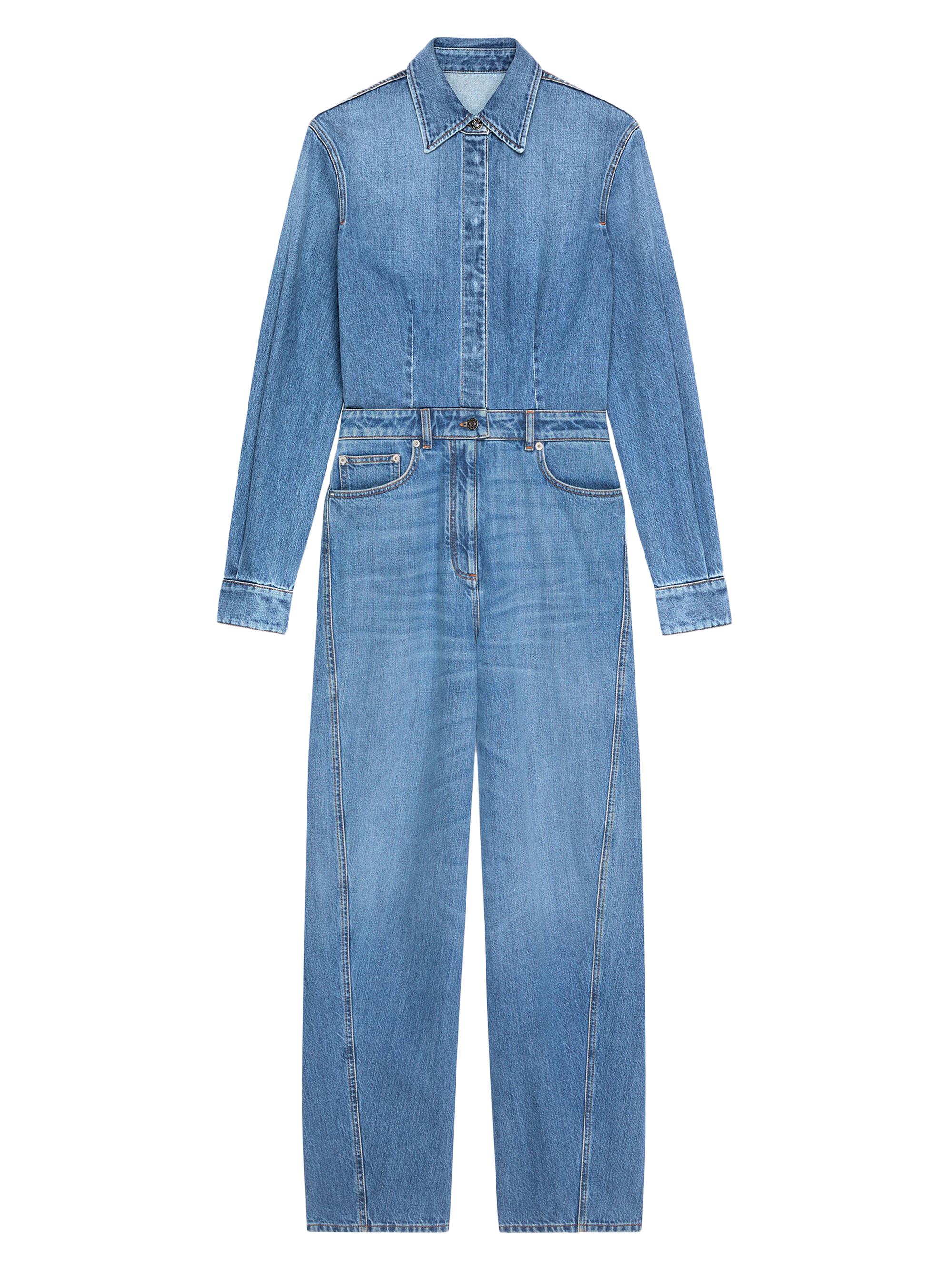 Alice + Olivia Sandra Denim V-Neck Jumpsuit | Saks Fifth Avenue