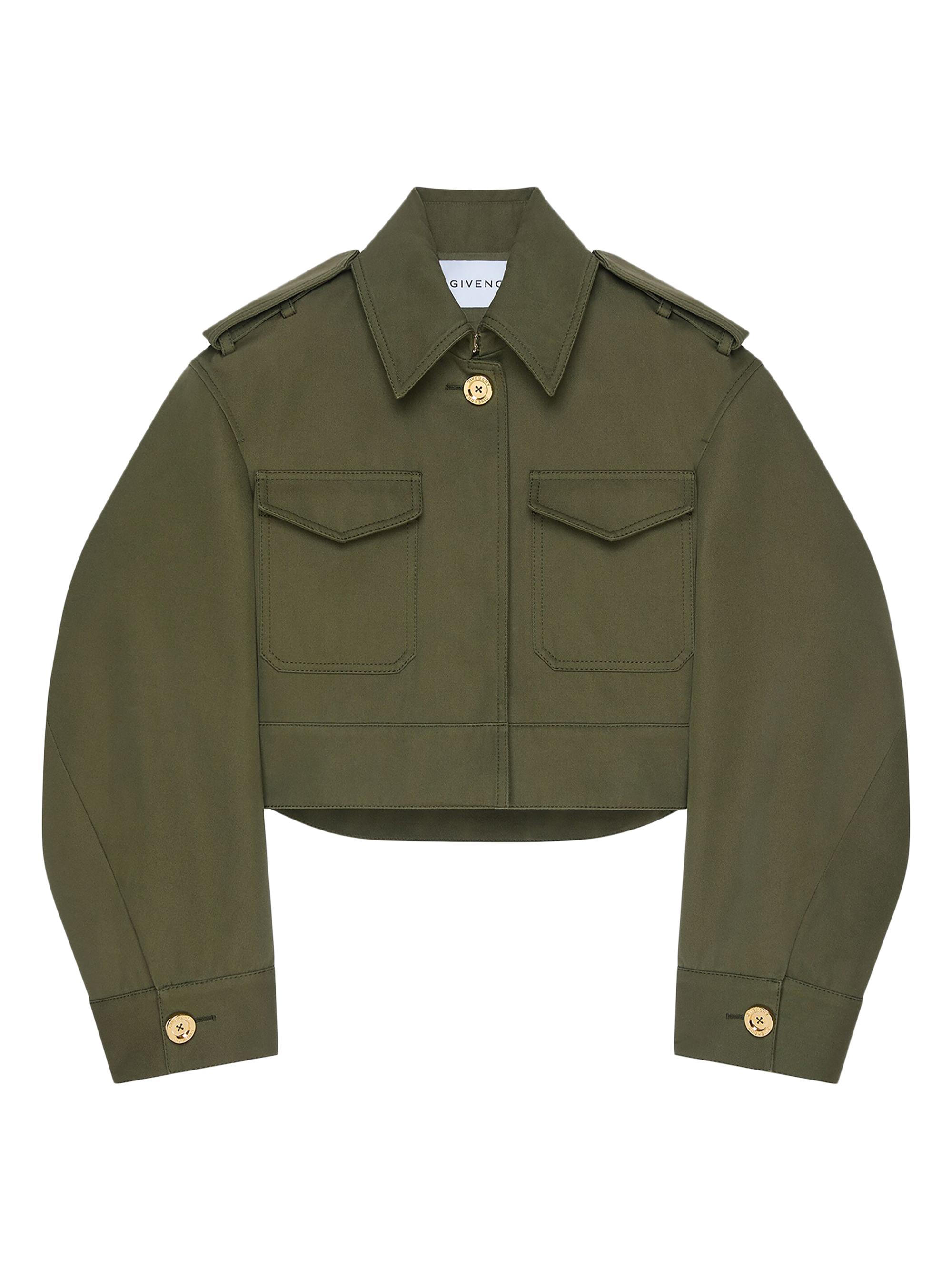 Givenchy Women's Cropped Jacket in Cotton and Wool - Khaki