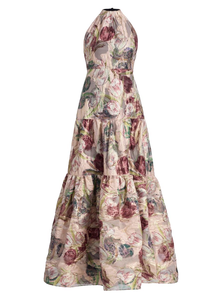 Milly Women's Gizelle Brocade Halterneck Gown In Multi