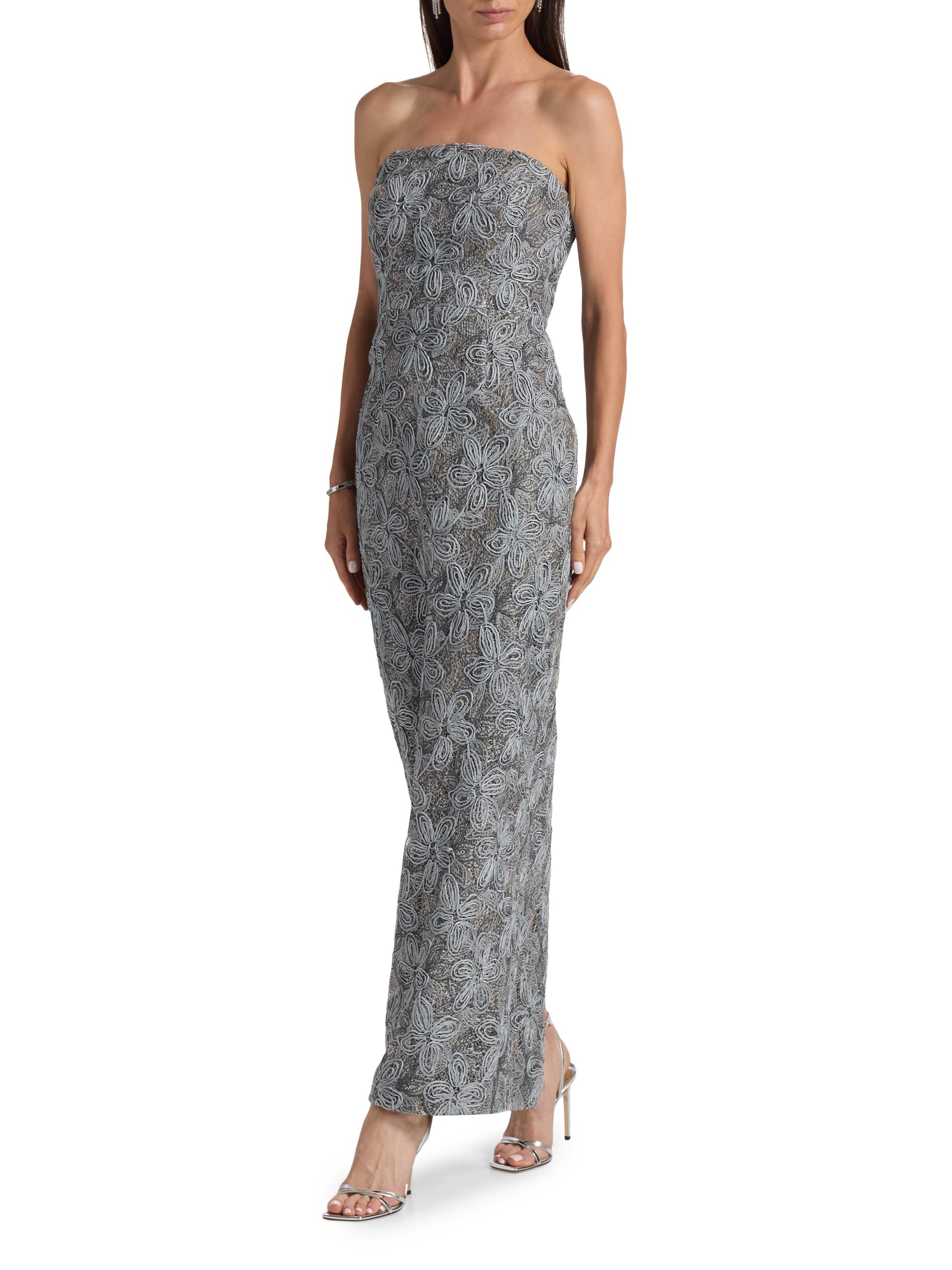 grey floral embroidered dress Mac Duggal 20475 Long Plus-Size Semi-Formal Dress main image 1