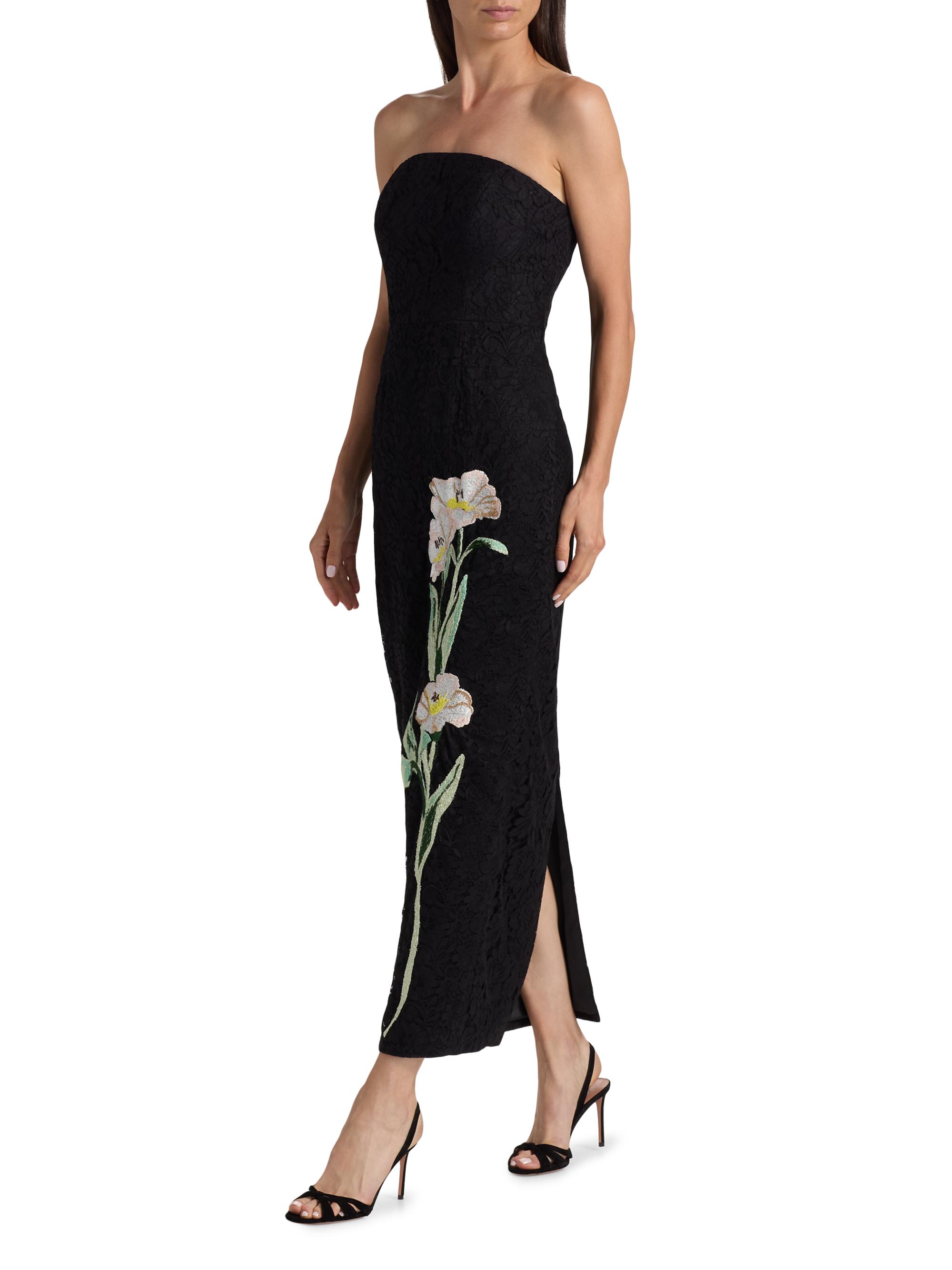 milly floral embroidered mesh strapless midi dress NWT MILLY Artem Spanish Garden Flower EMBROIDERED Mesh Midi Dress Size 12