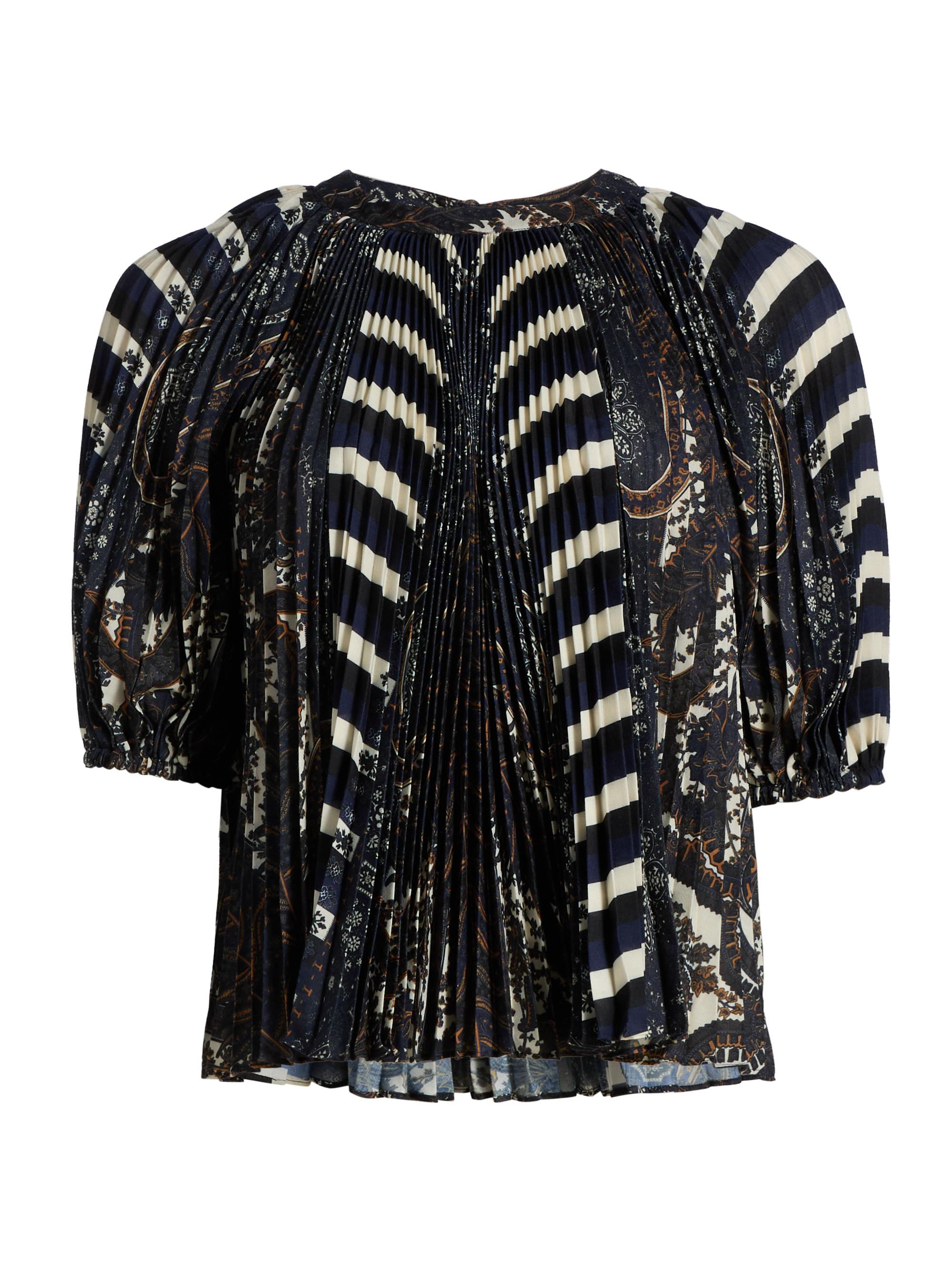 Ulla Johnson Women's Dafne Printed Pleated Short-Sleeve Blouse - Eclipse