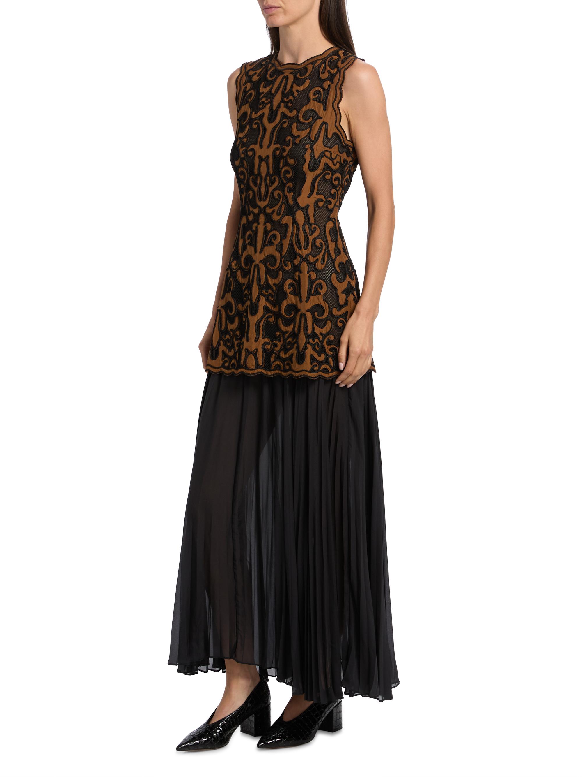 worst dressed golden globes 2011 Adrianna Papell- Combo Floral Jacquard Dress In Black Gold