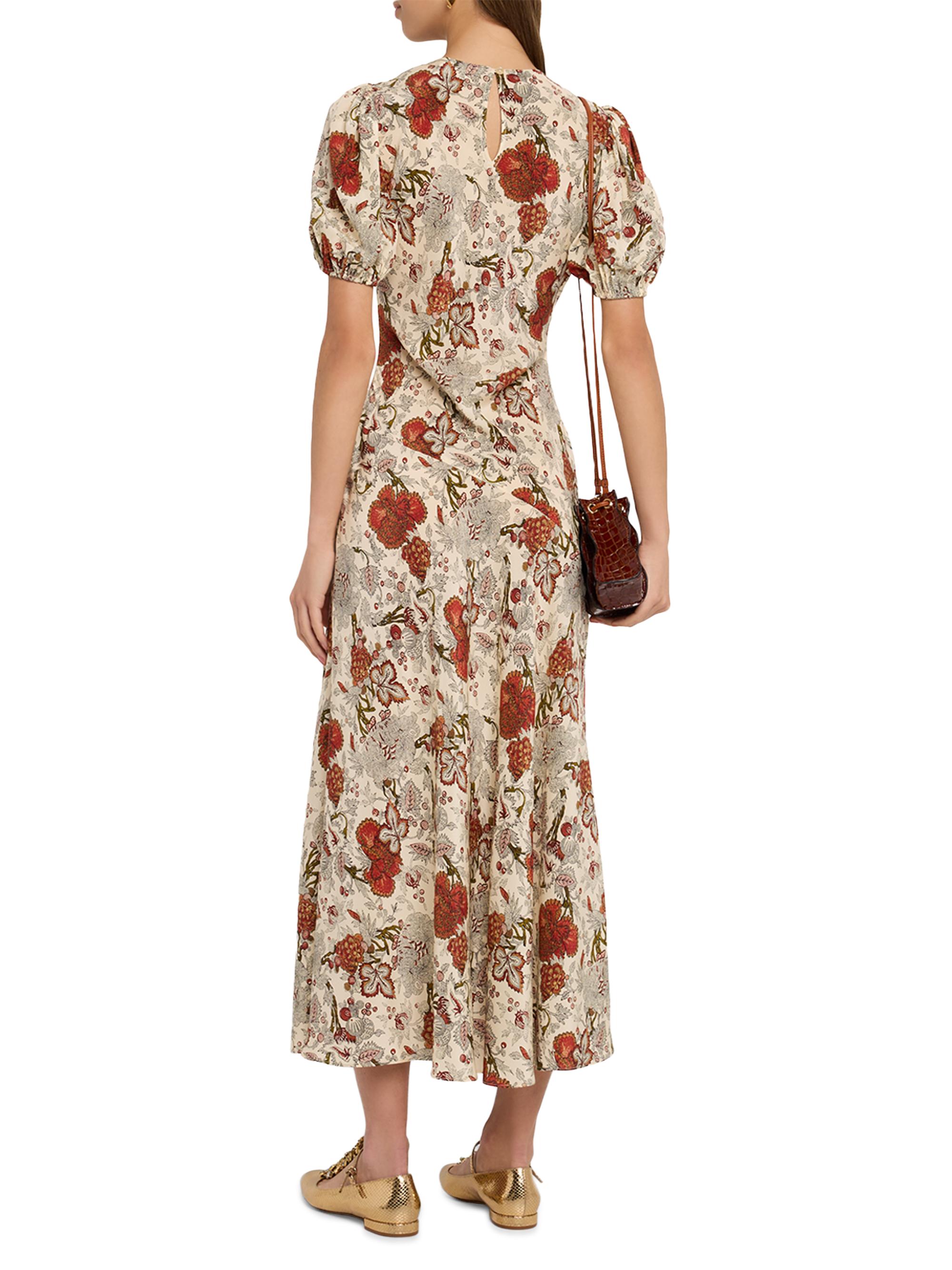 Ulla Johnson Ines Floral Silk Puff-Sleeve Midi-Dress | Saks Fifth Avenue