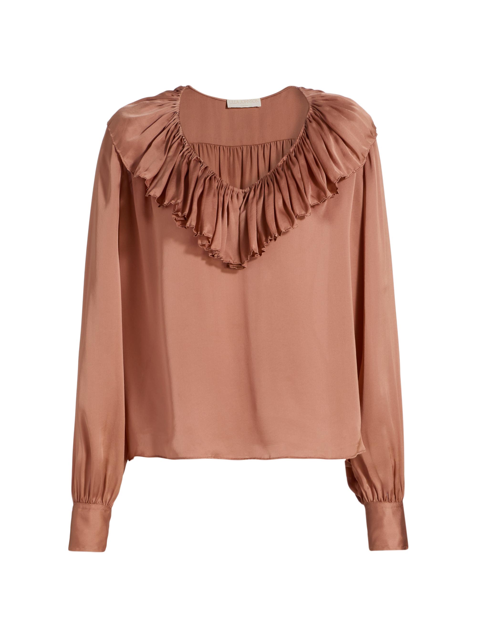 Ulla Johnson Women's Liese Silk Ruffled V-Neck Blouse - Desert Rose