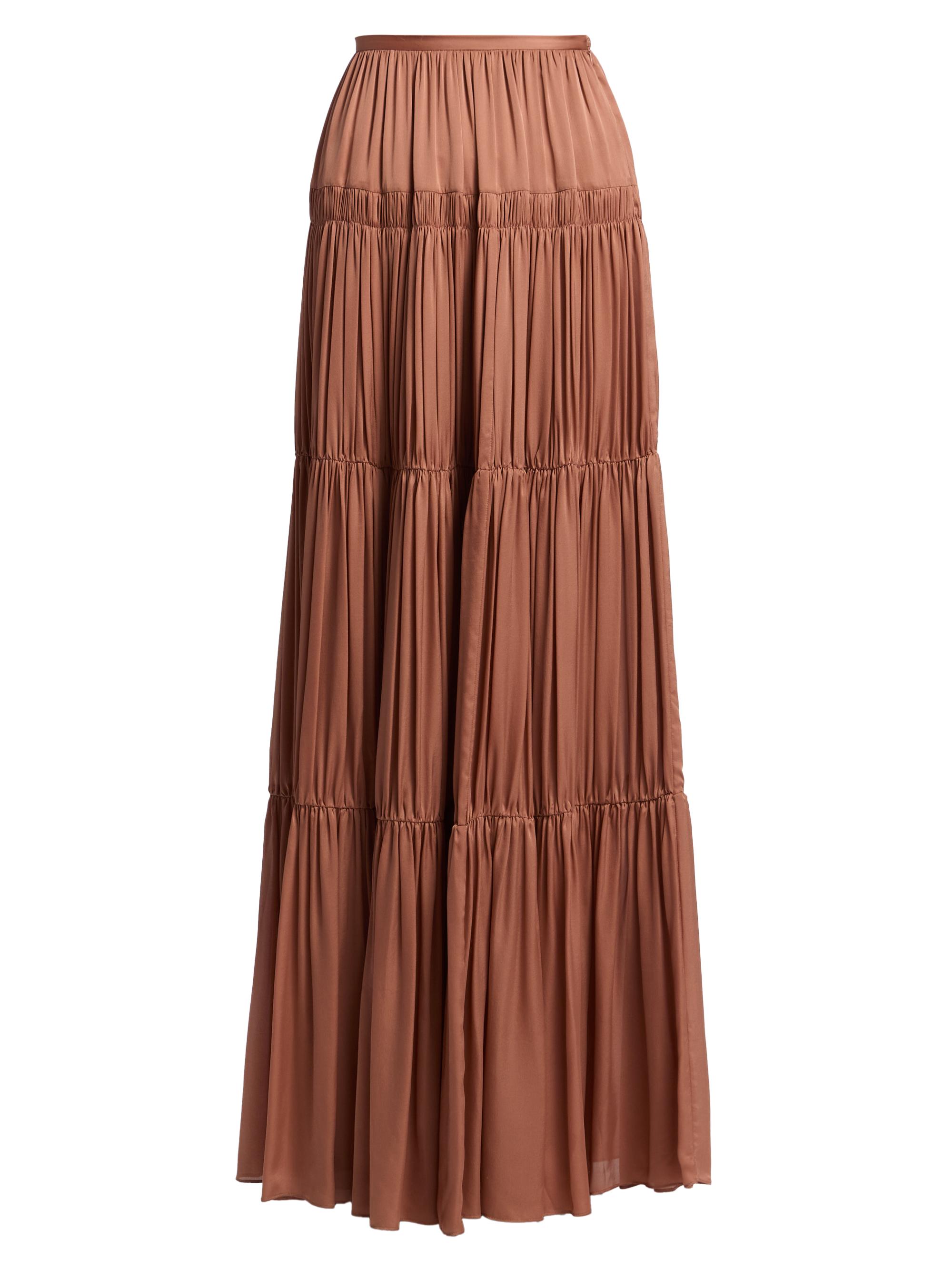 Ulla Johnson Women's Gaelle Silk Tiered High-Waisted Maxi Skirt - Desert Rose