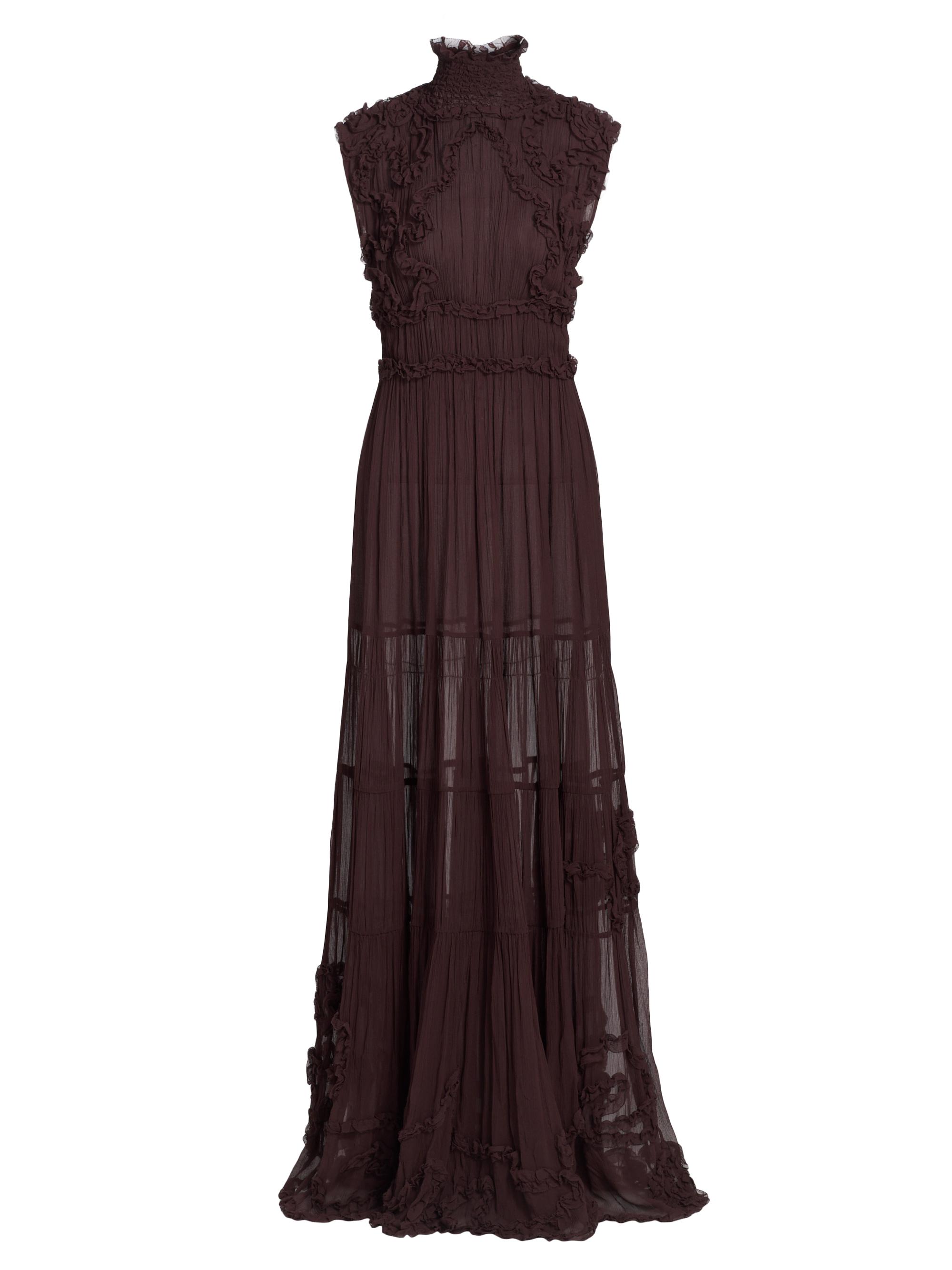 Ulla Johnson Women's Verona Silk Smocked Gown - Mahogany