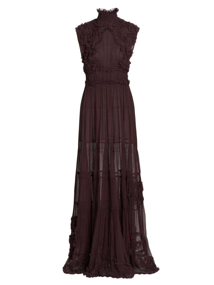Ulla Johnson Women's Verona Silk Smocked Gown In Brown