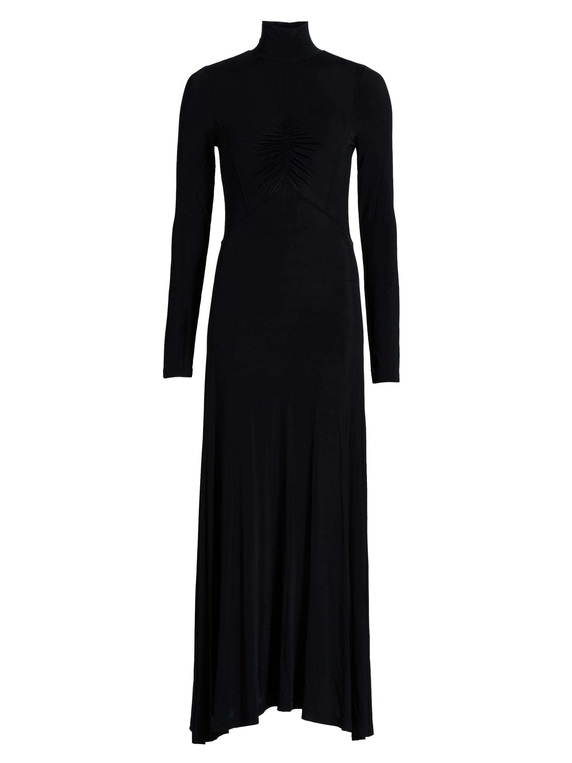 Ulla Johnson Koa Ruched Jersey Turtleneck Maxi Dress, Noir, Women's, XL, Casual & Work Dresses Maxi Dresses