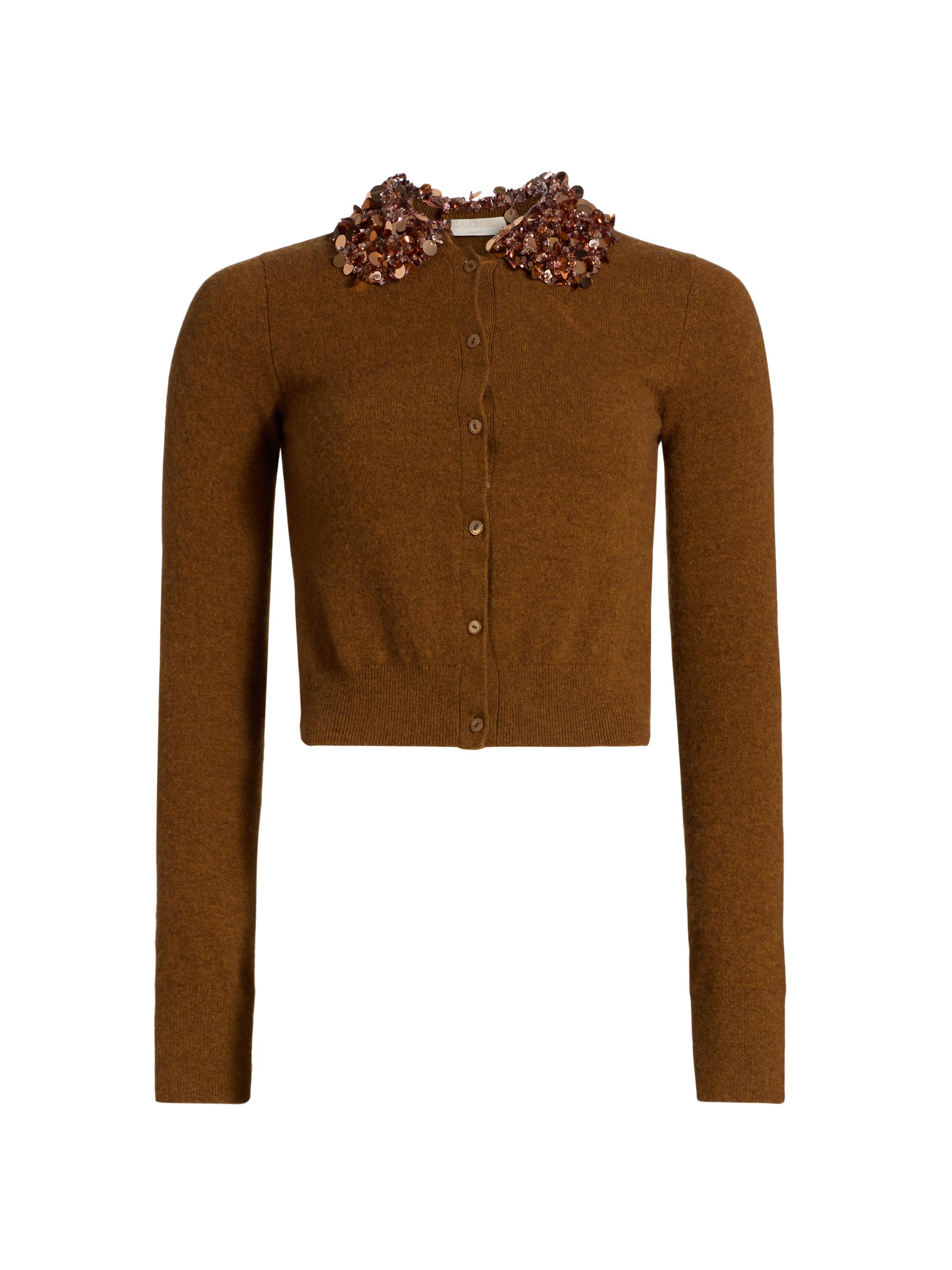 Ulla Johnson Women's Margaux Embellished Cashmere Cardigan - Umber