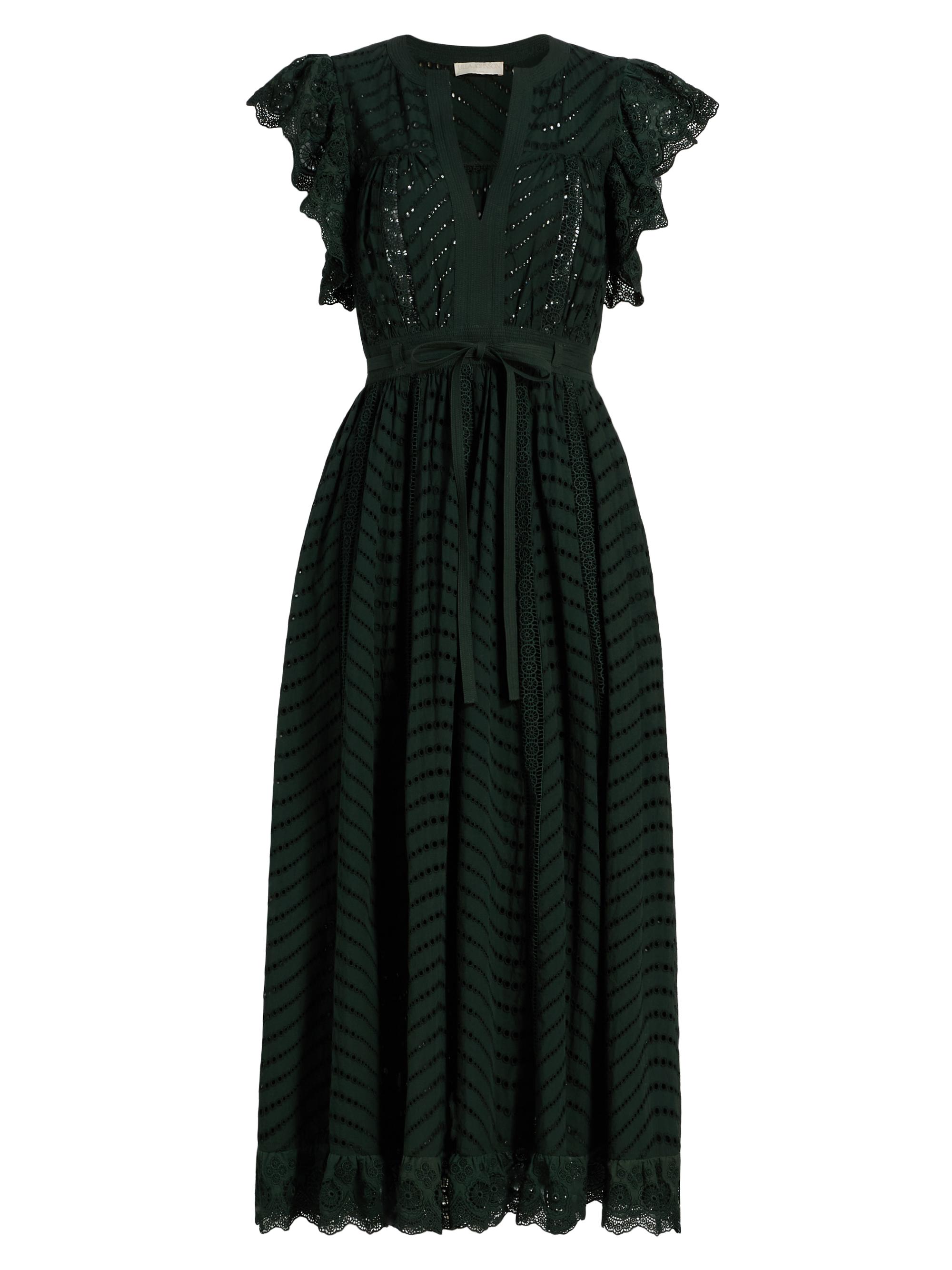 Ulla Johnson Kalesta Pleated Satin Tie-Waist Midi-Dress | Saks