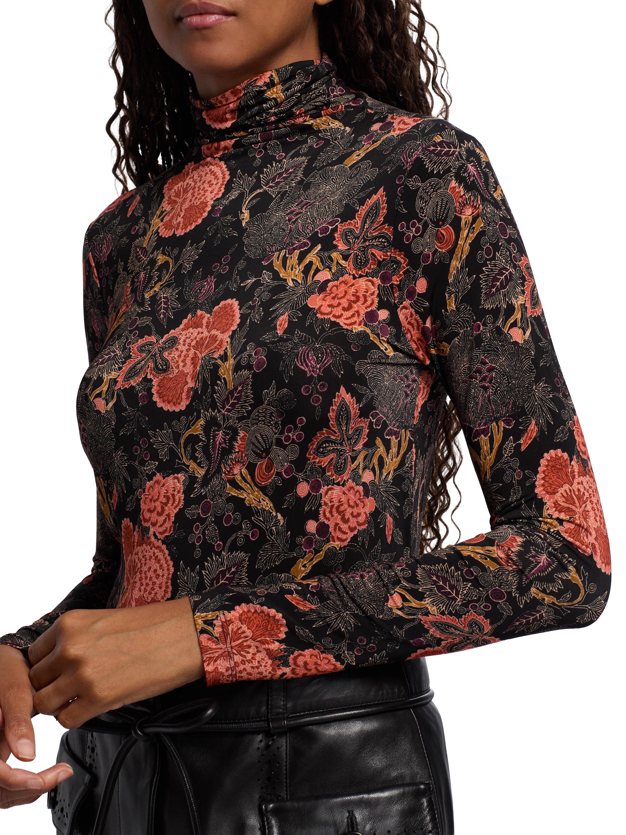 Ulla Johnson Aurelia Floral Jersey Turtleneck Top | Saks Fifth Avenue