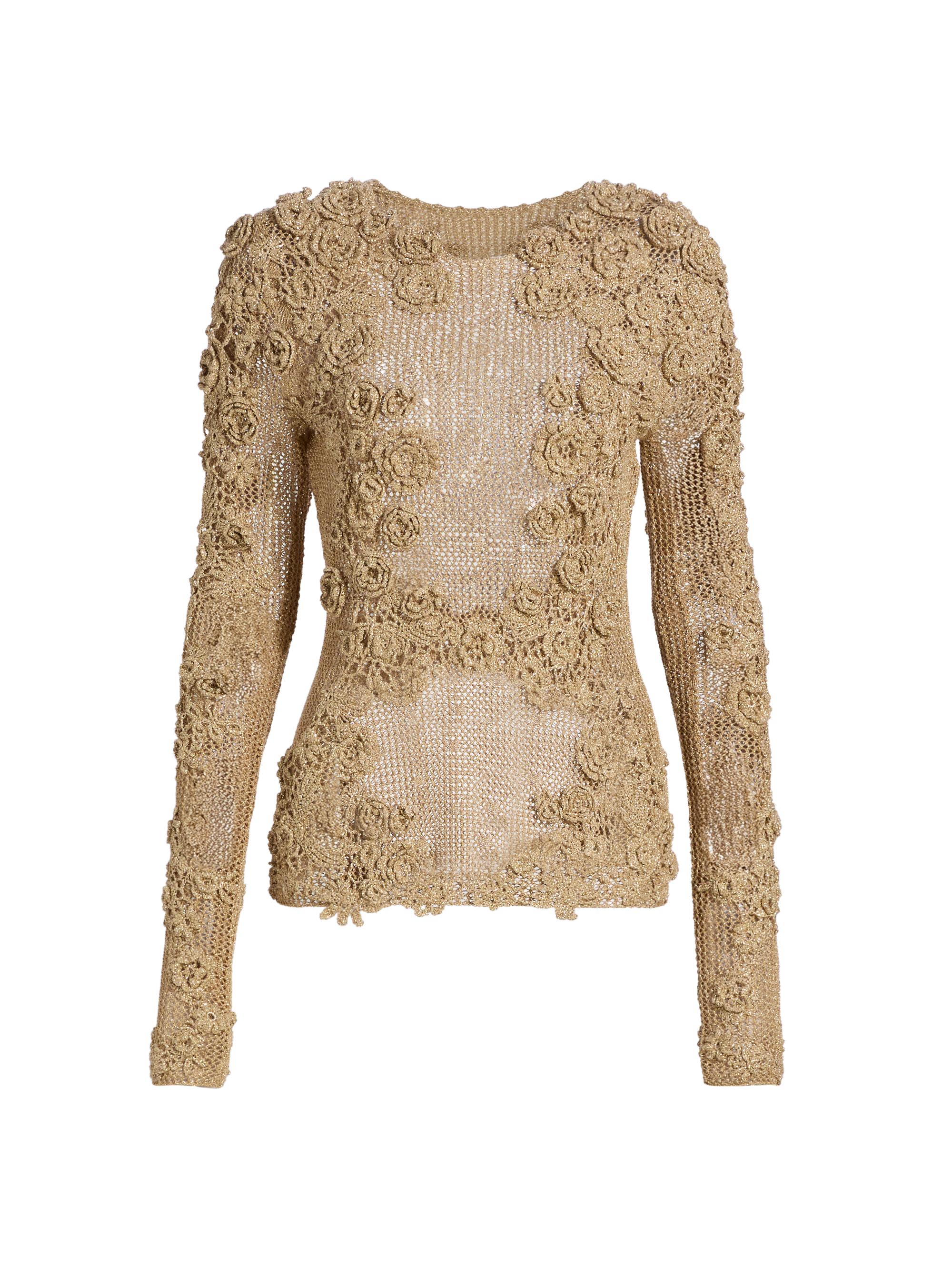 Ulla Johnson Women's Viola Floral Crochet-Knit Sweater - Lurex Combo