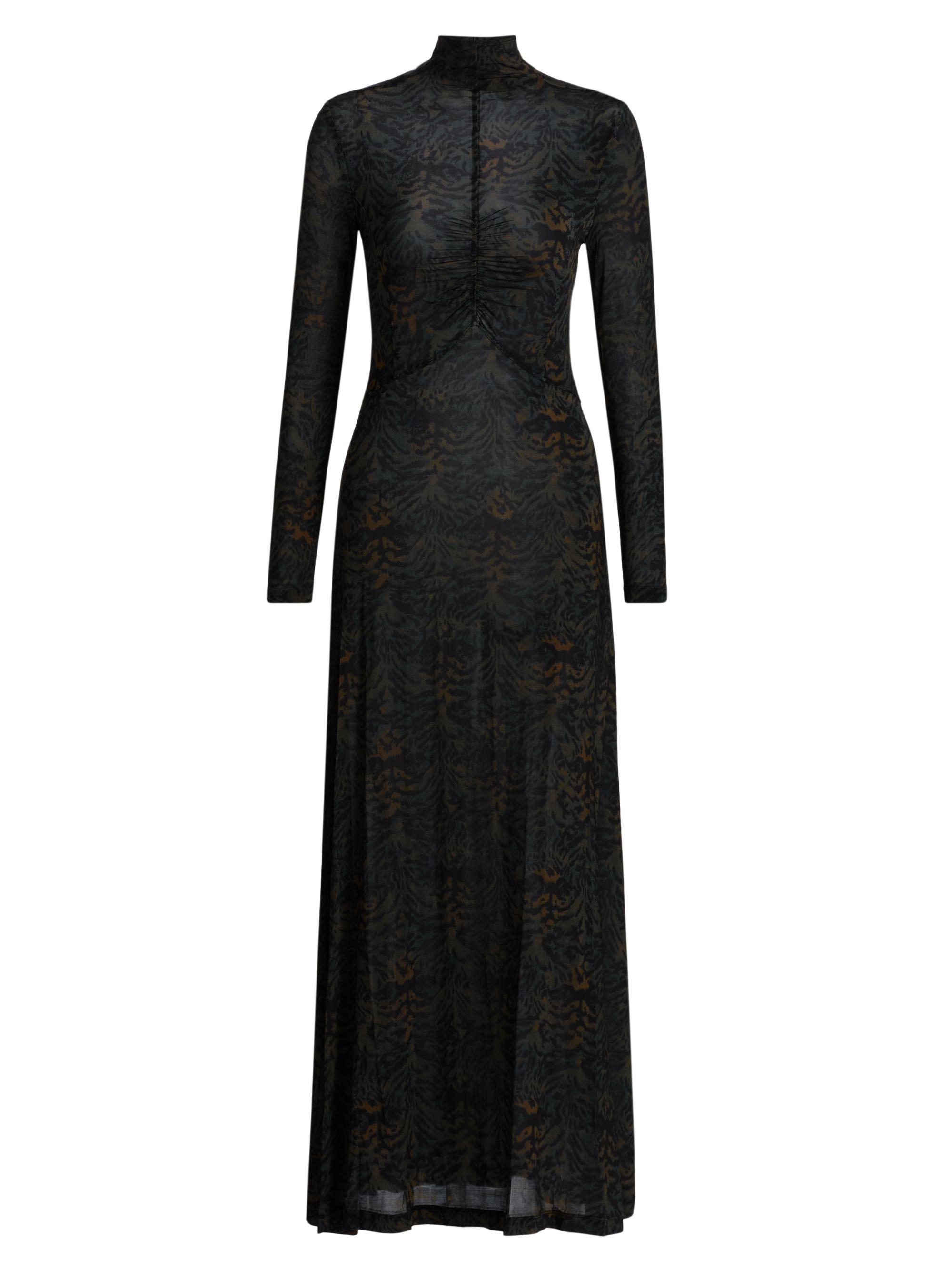 Koa Jersey Ruched-Front Turtleneck Dress