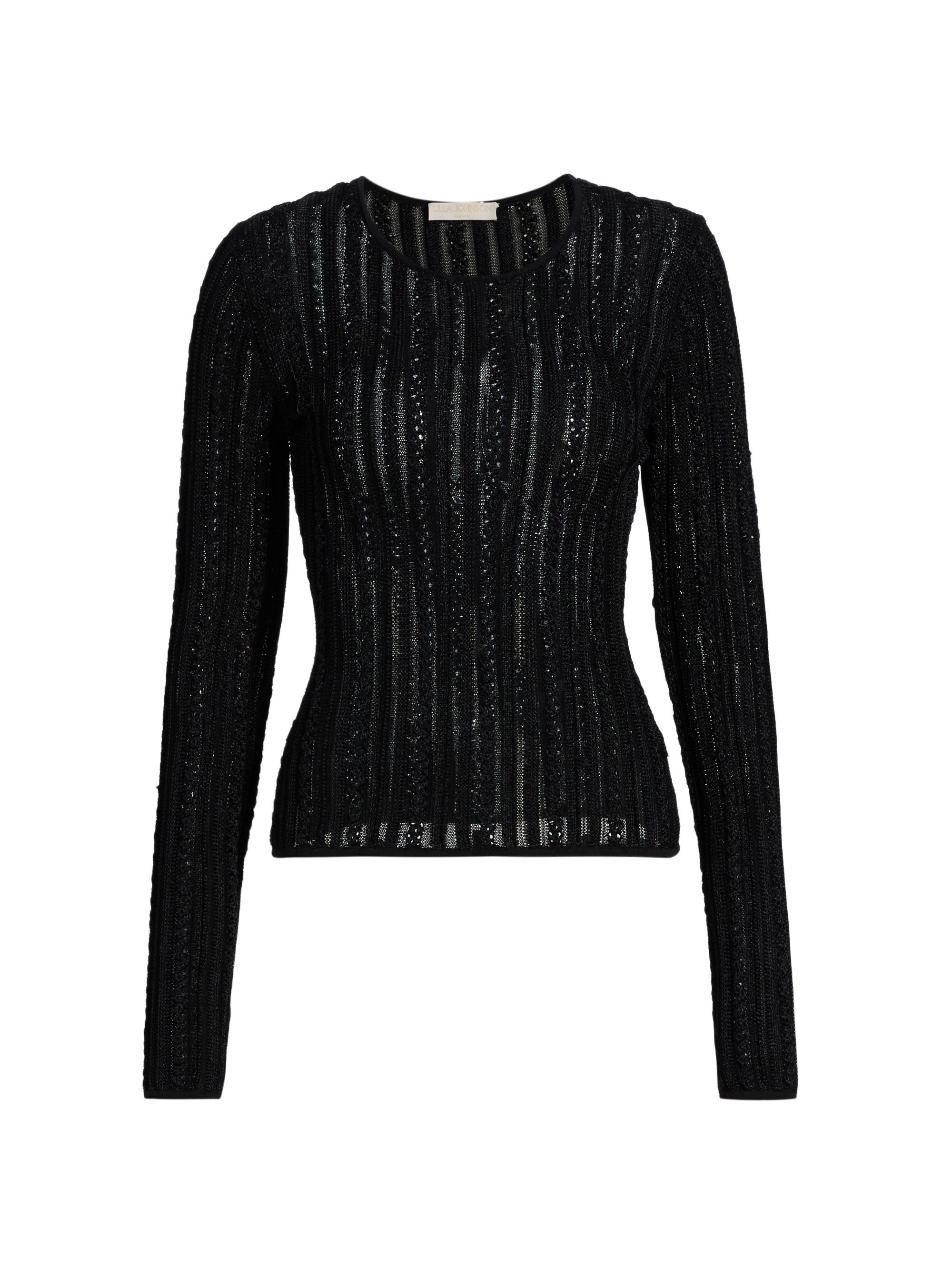 Ulla Johnson Women's Ardith Stretch-Knit Long-Sleeve Top - Noir