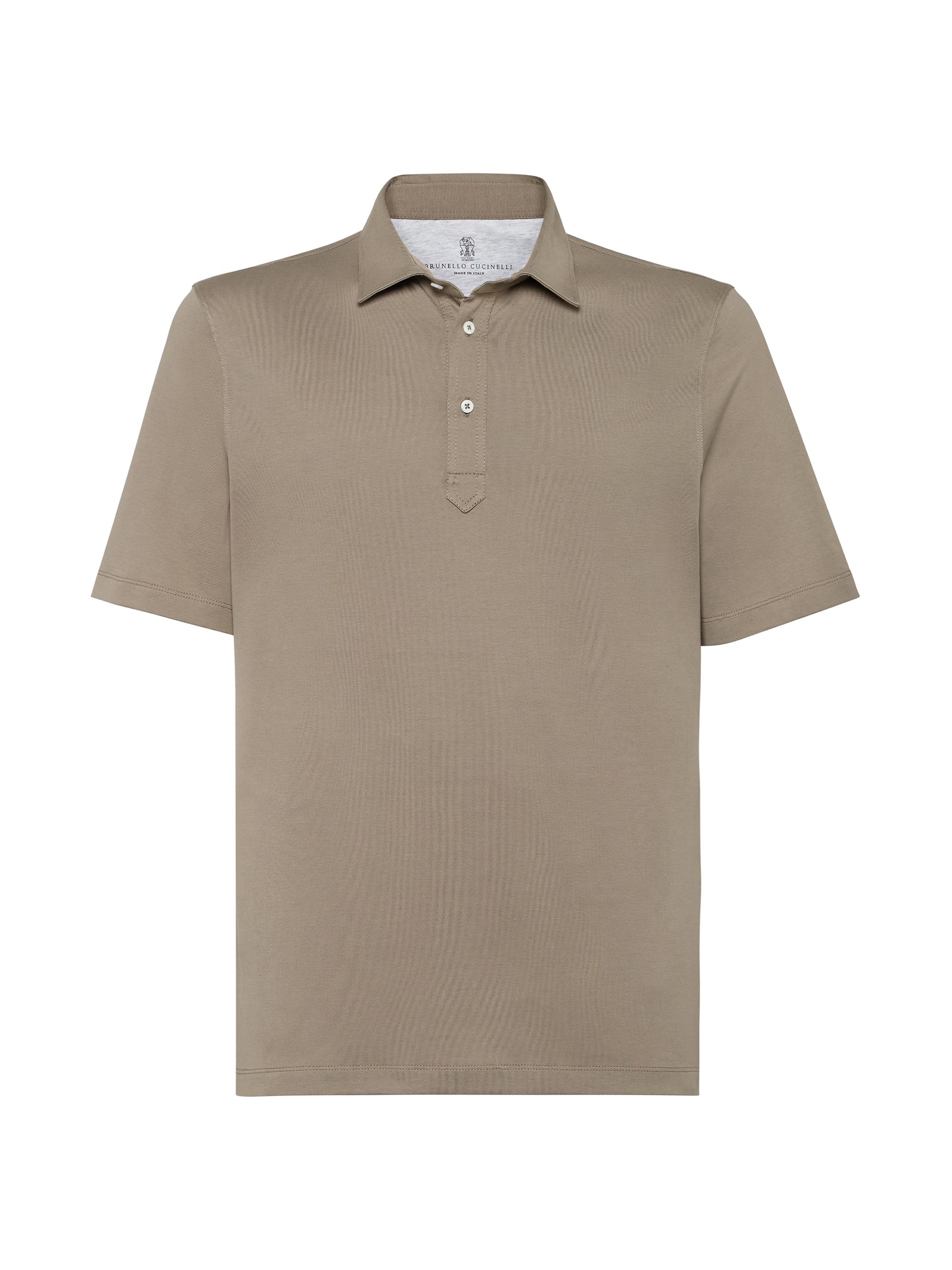 Brunello Cucinelli Men's Cotton Jersey Polo Shirt - Khaki