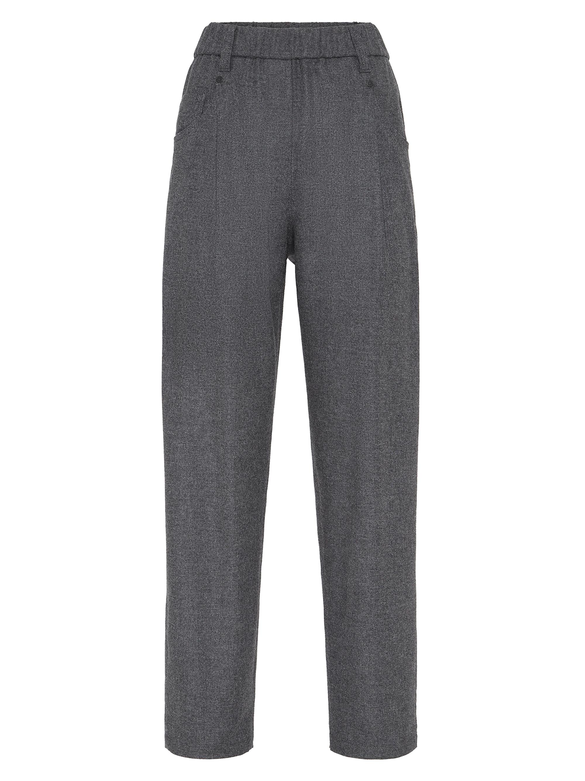 Brunello Cucinelli Women's Virgin Wool and Cashmere Twill Flannel Baggy Trousers - Lead