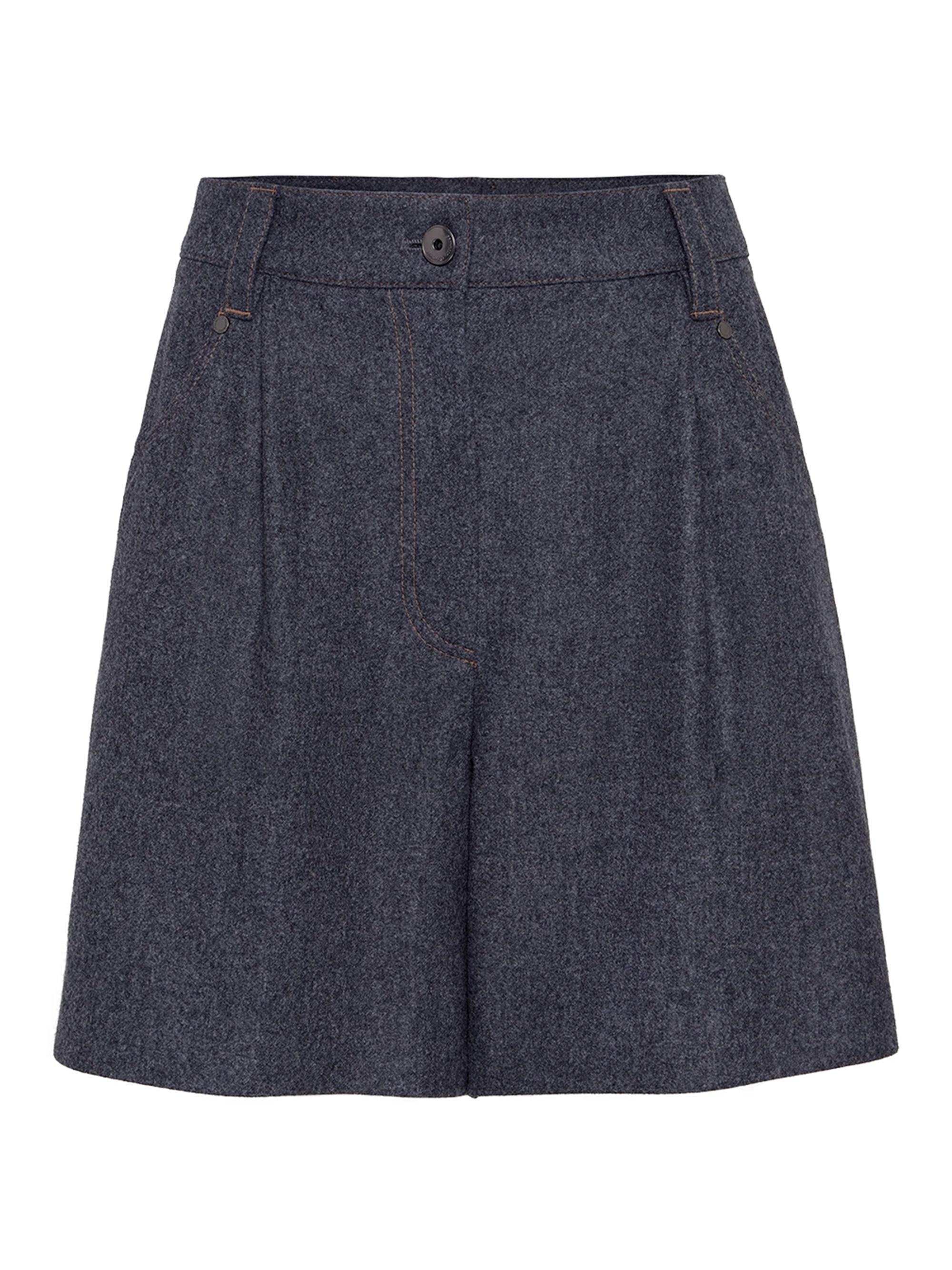 Brunello Cucinelli Women's Virgin Wool Flannel Baggy Shorts - Lead