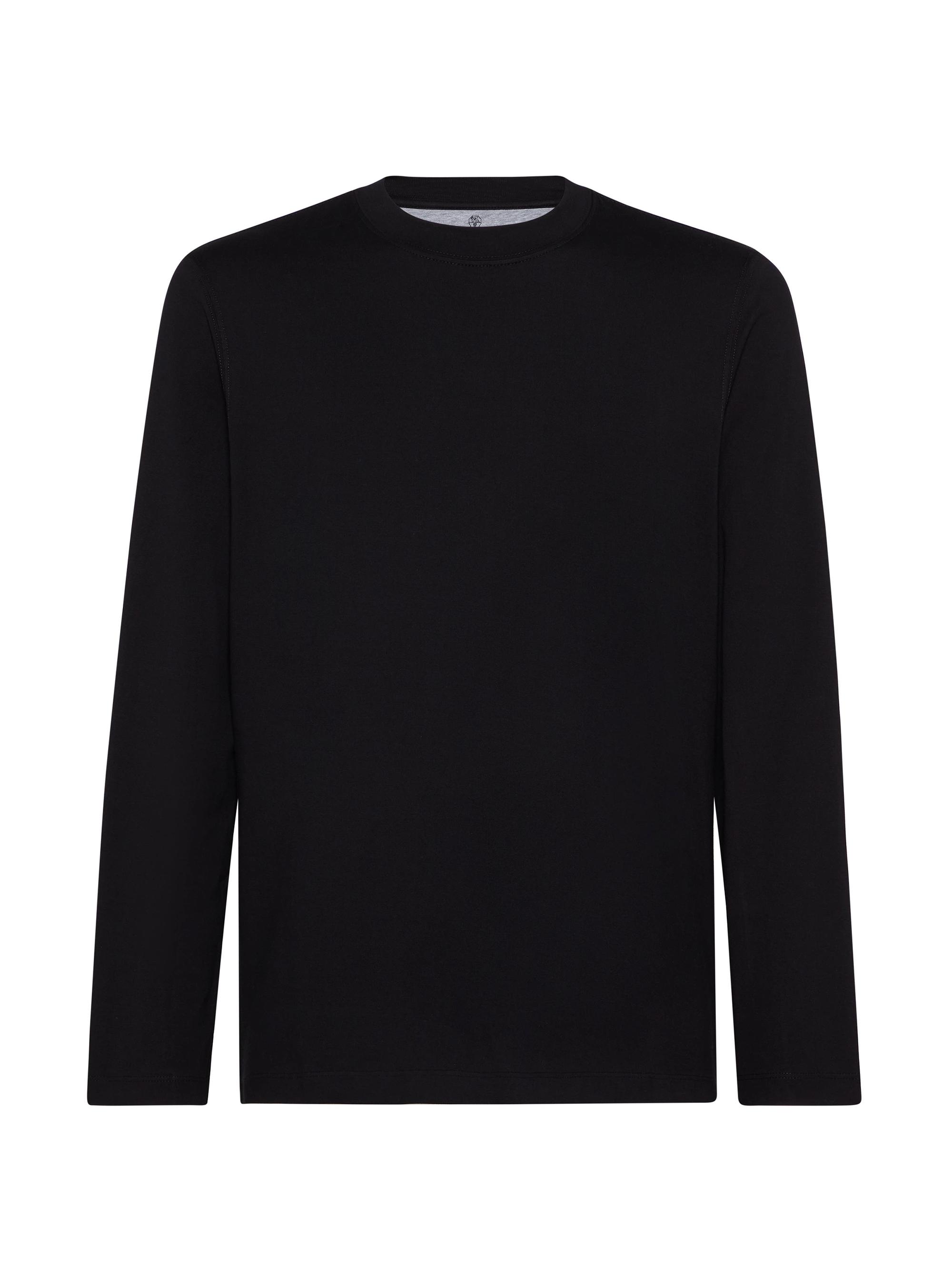 Brunello Cucinelli Men's Cotton Jersey Long Sleeve Crew-Neck T-Shirt - Black