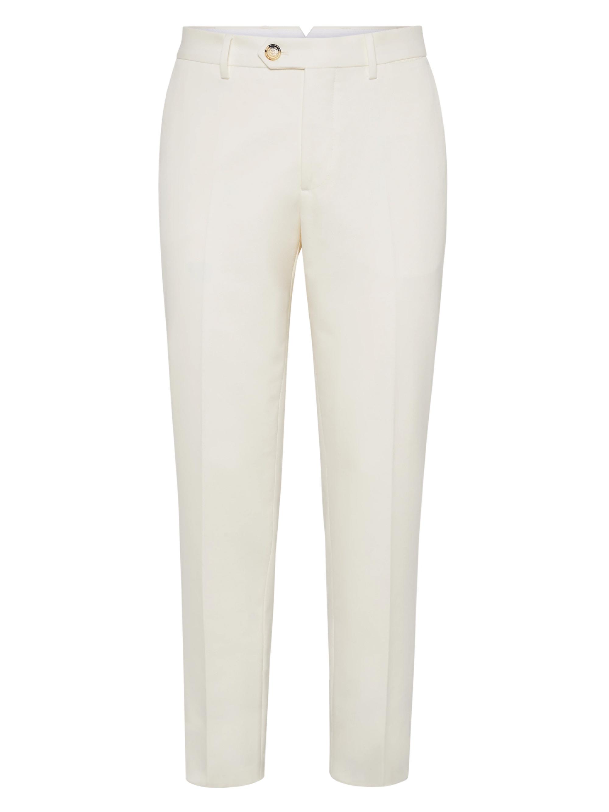 Brunello Cucinelli Men's Cotton and Virgin Wool Gabardine Italian Fit Trousers - Panama