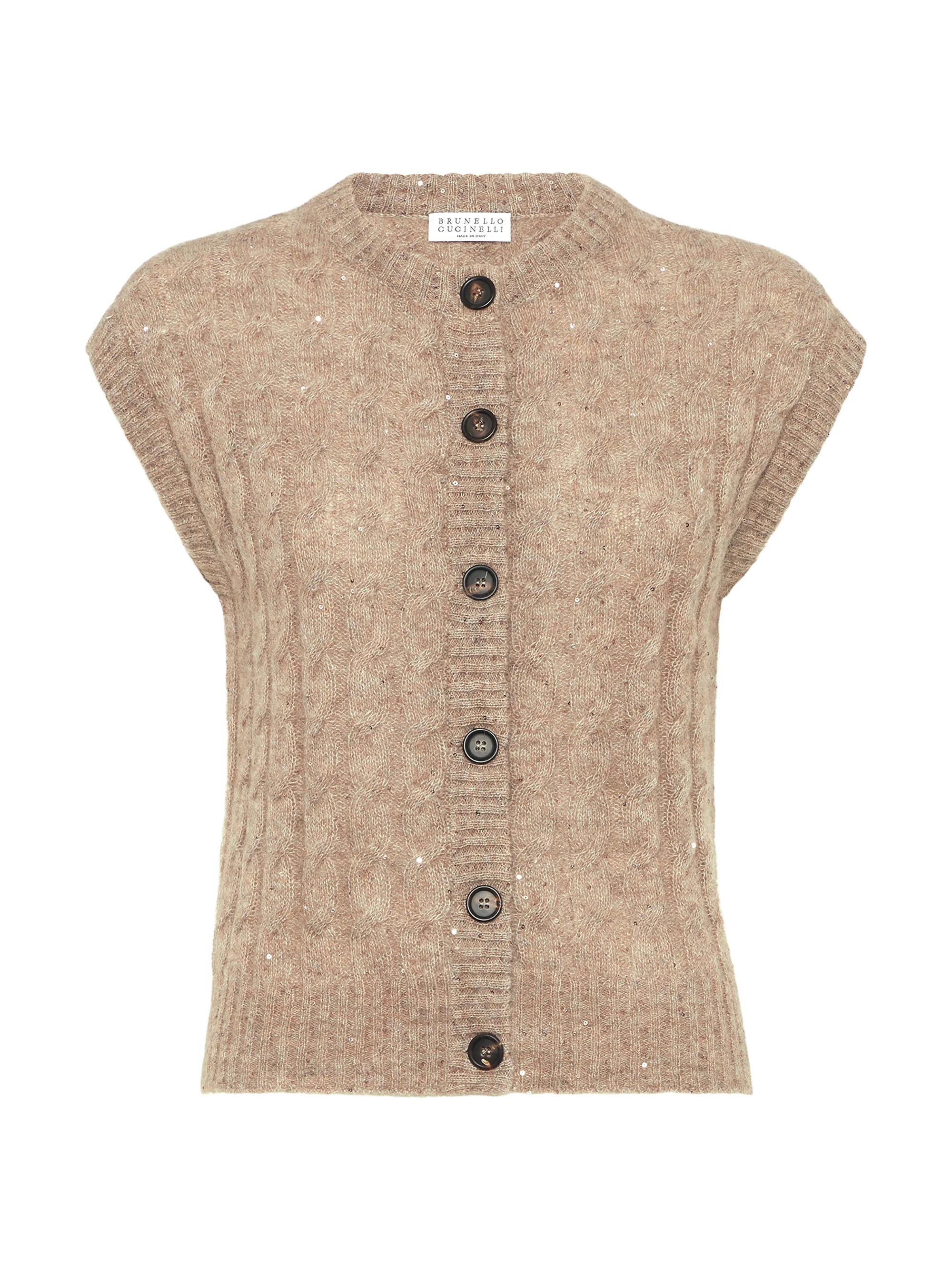 Brunello Cucinelli Women's Mohair, Cotton and Wool Dazzling Cable Cardigan - Hazelnut