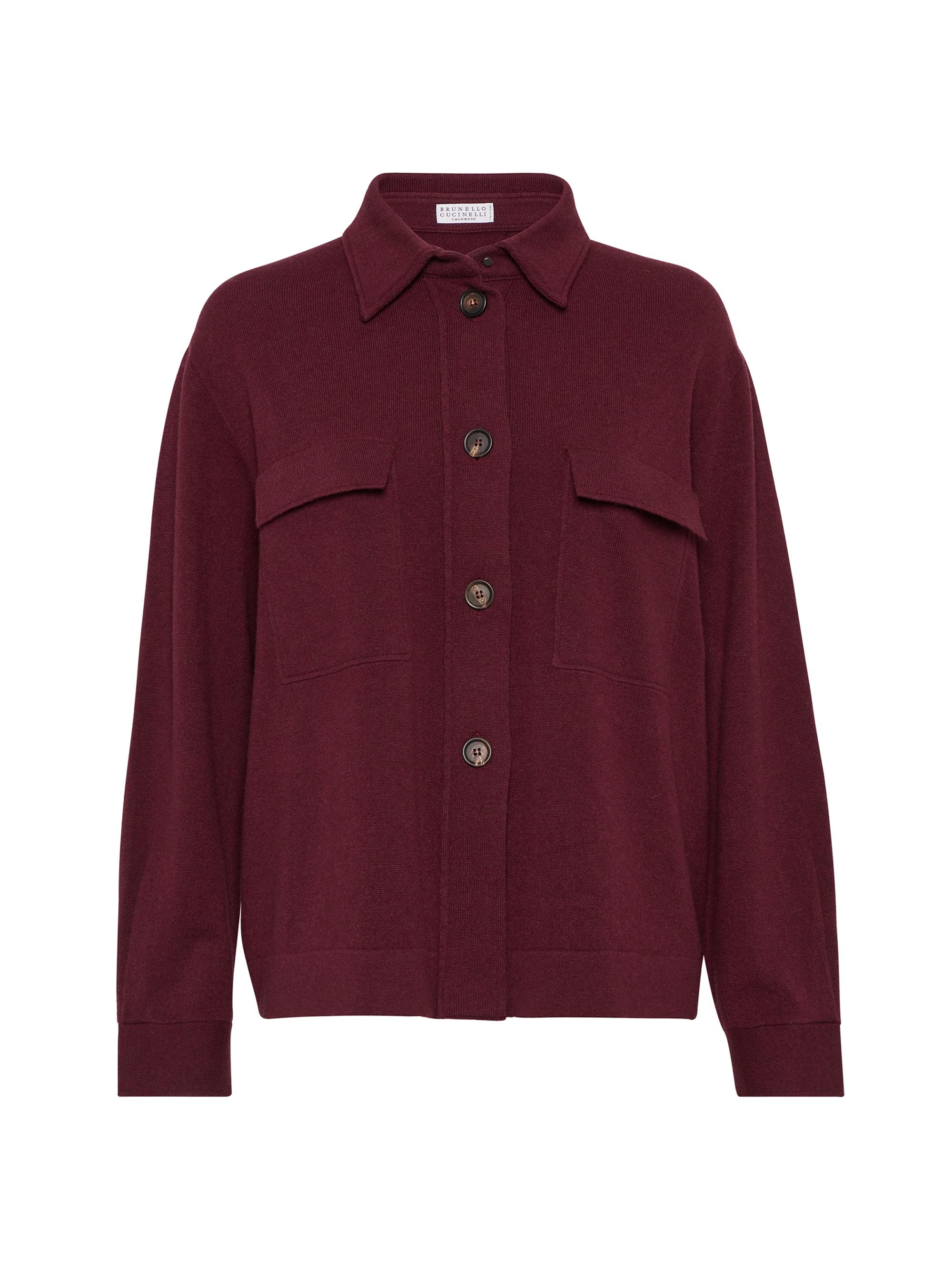 Brunello Cucinelli Women's Virgin Wool, Cashmere and Silk Knit Shirt - Amaranth Red