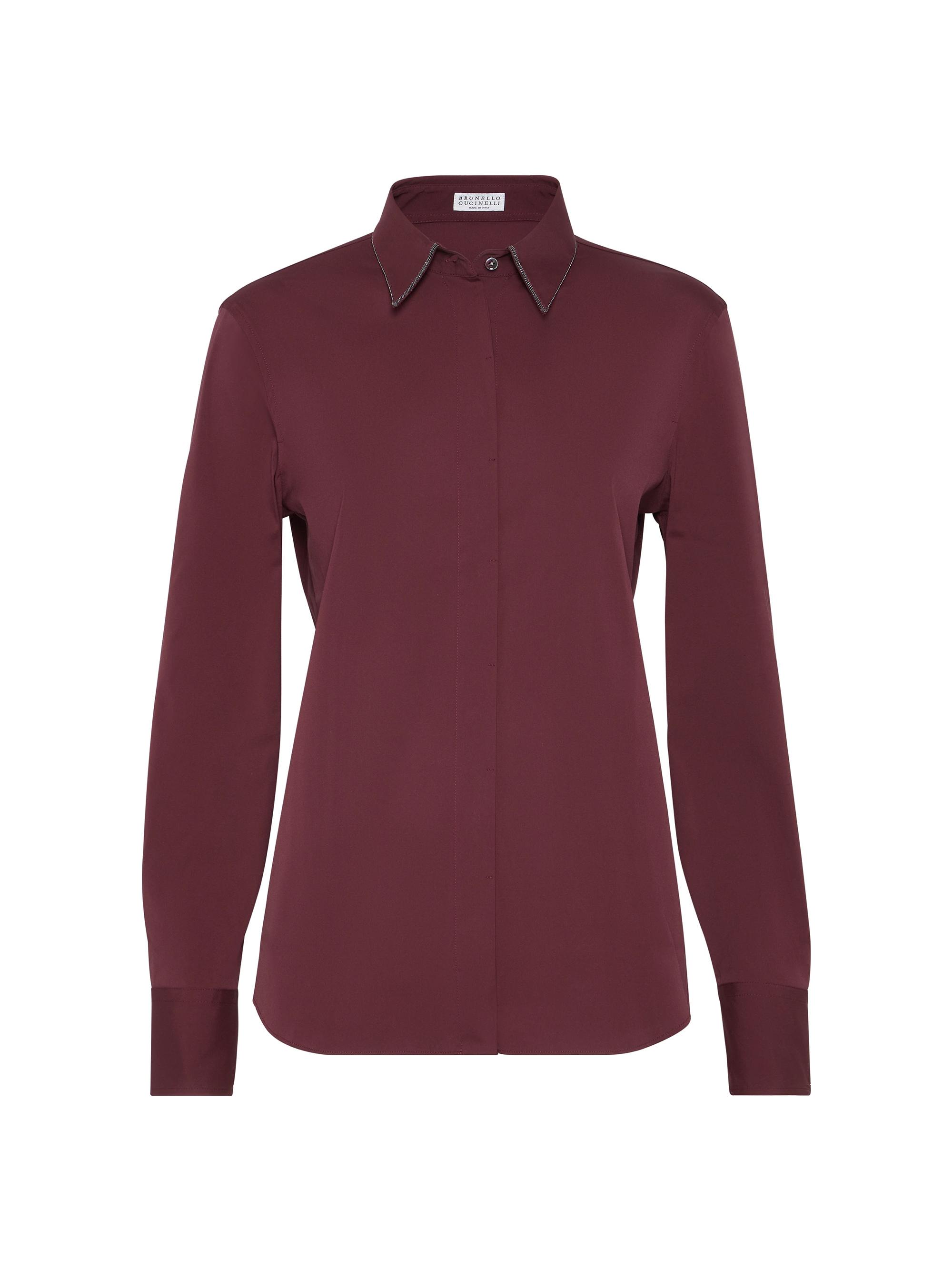 Brunello Cucinelli Women's Stretch Cotton Poplin Shirt - Burgundy