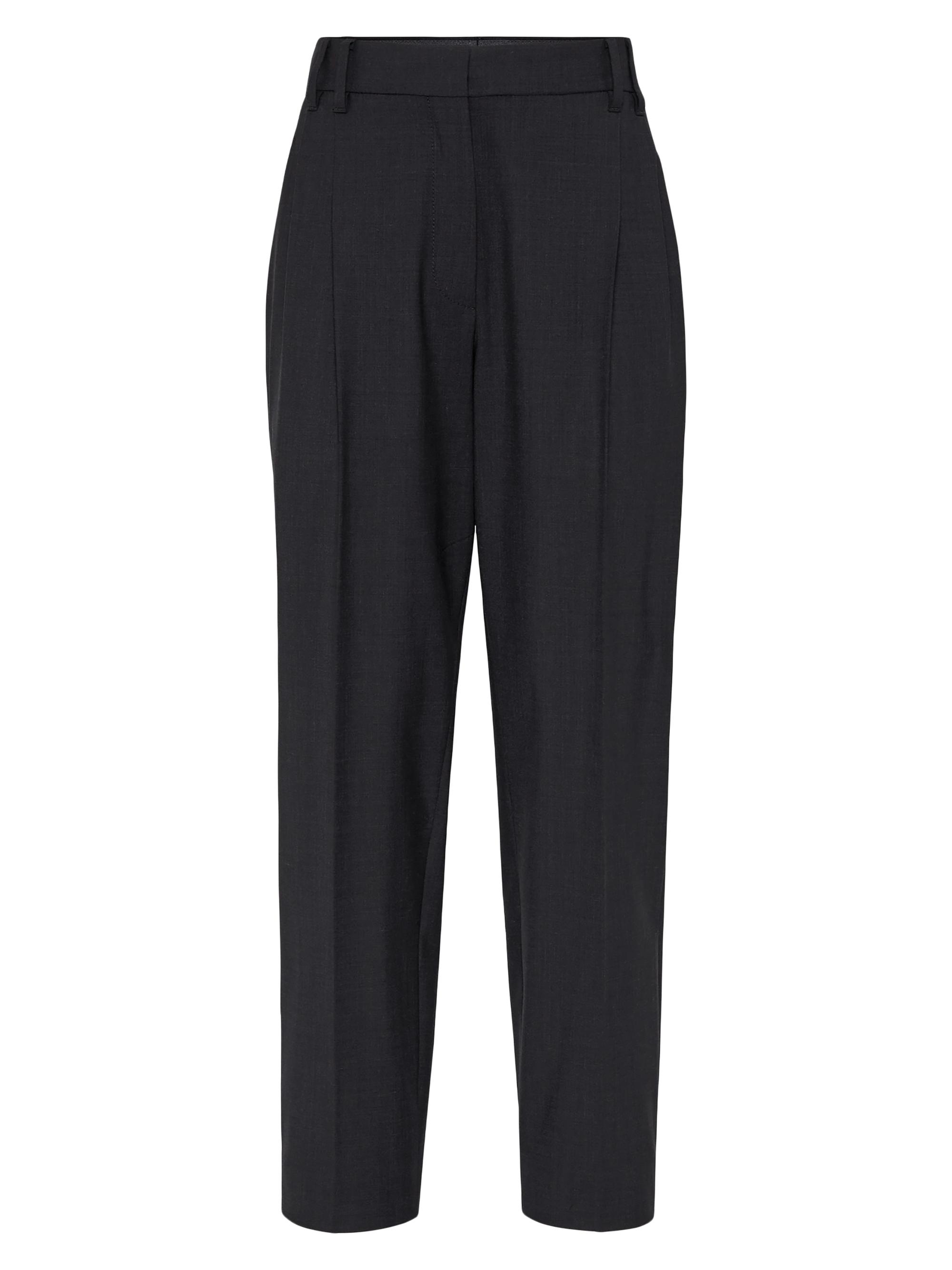 Brunello Cucinelli Women's Tropical Luxury Wool Slouchy Trousers - Lignite