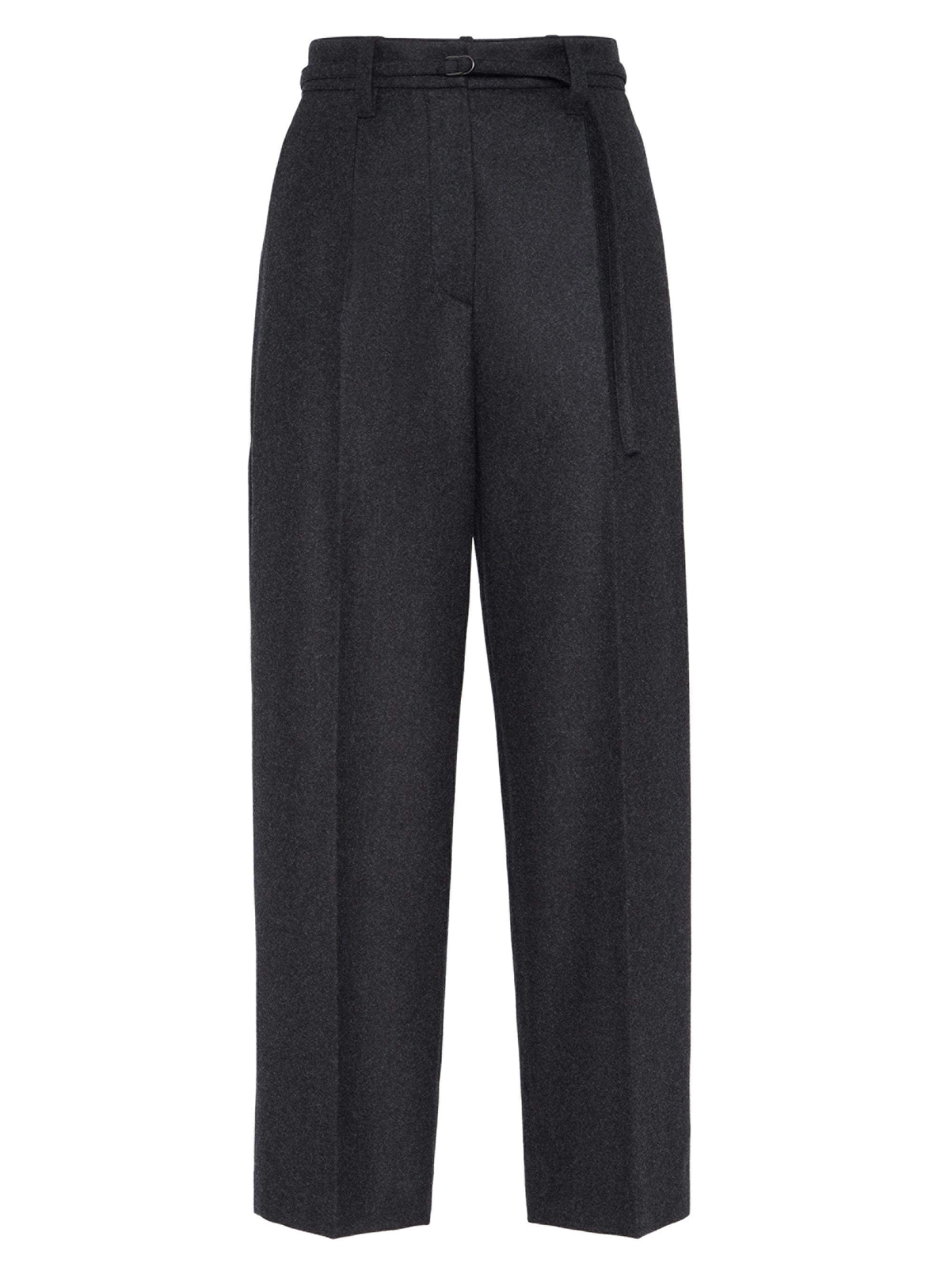 Brunello Cucinelli Women's Virgin Wool Flannel Straight Cropped Trousers - Lignite