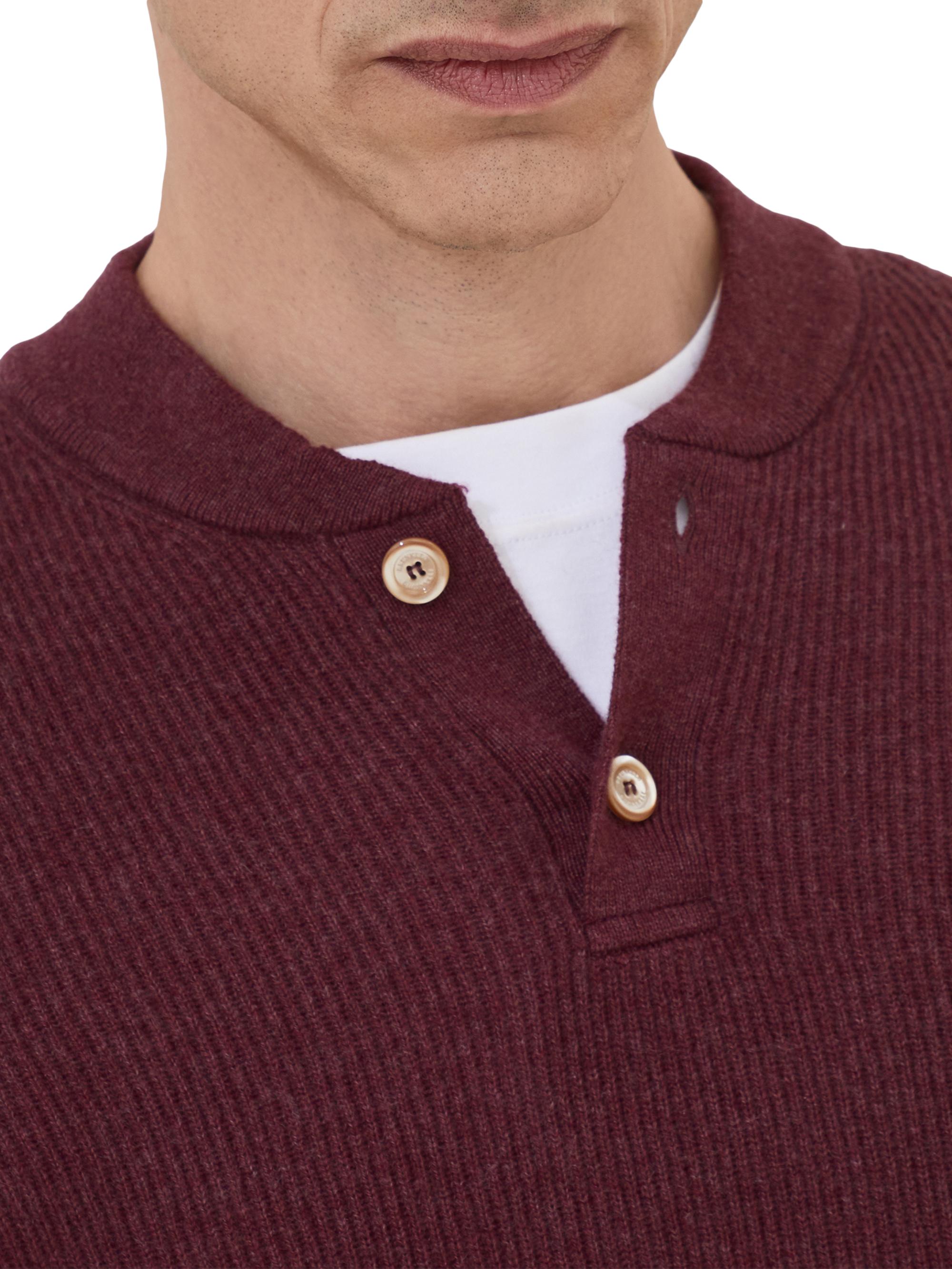 Cashmere English Rib Sweater with Henley Collar