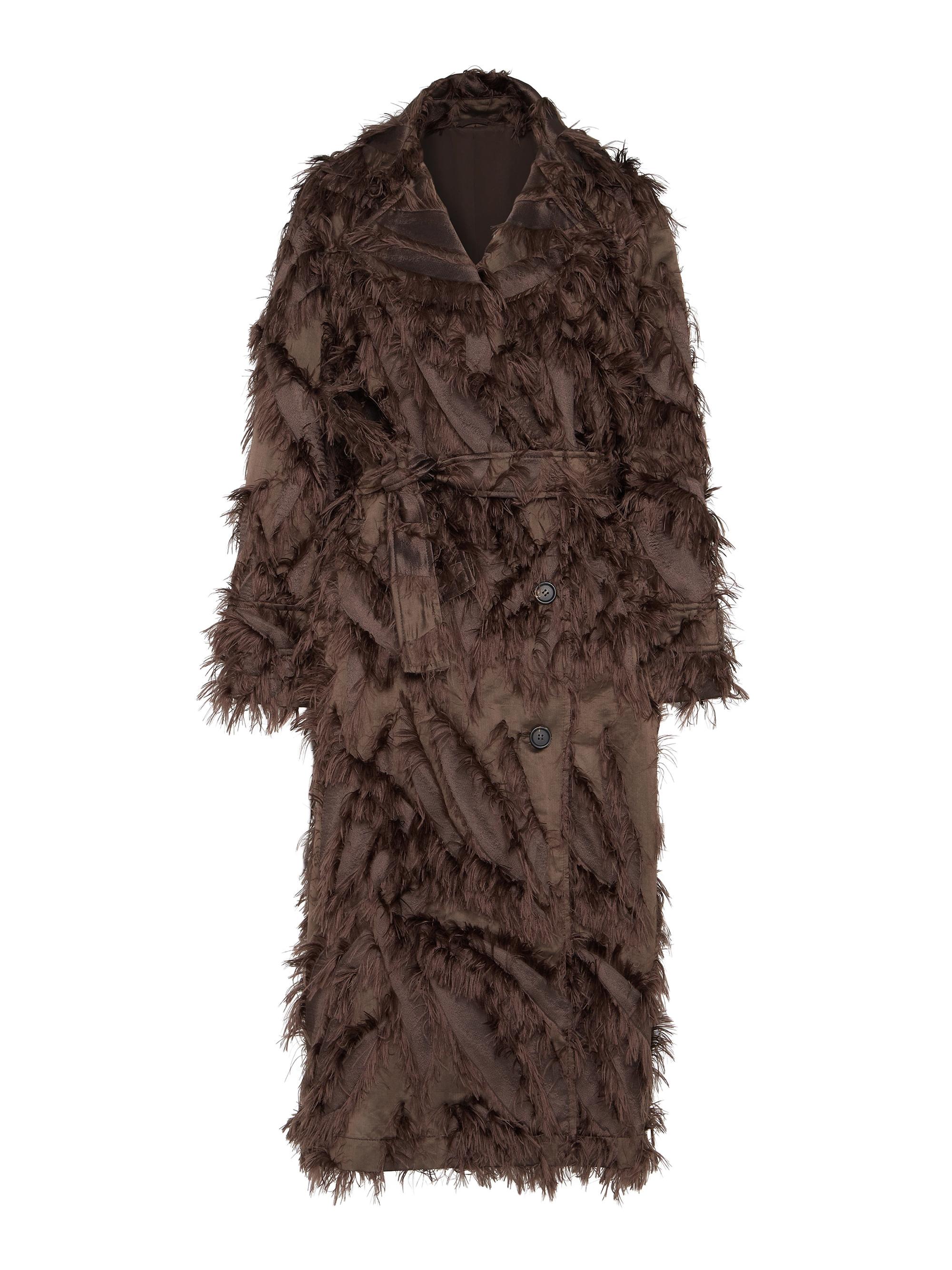 Brunello Cucinelli Women's Dracaena Fil Coupé Belted Coat - Brown