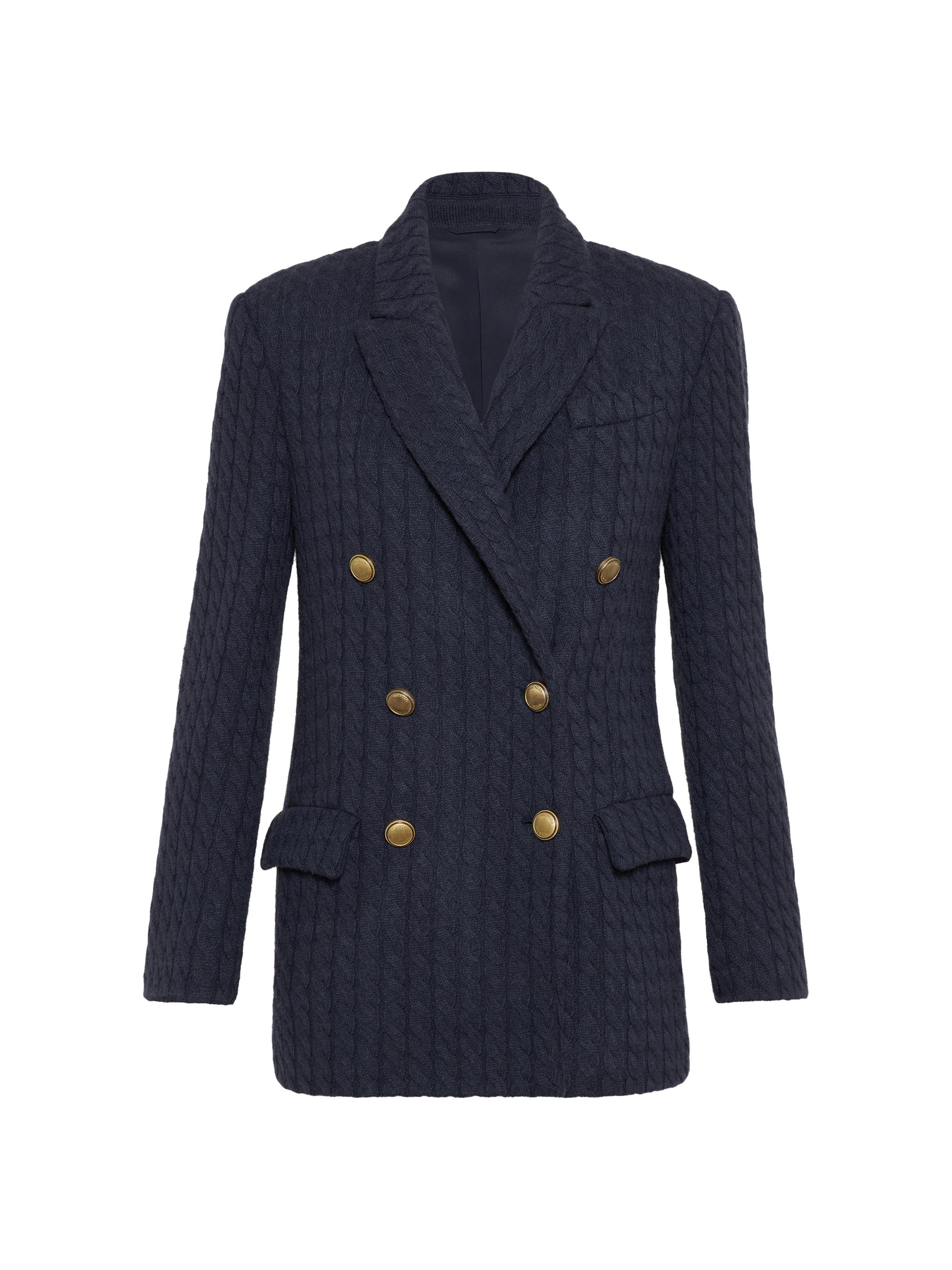 Brunello Cucinelli Women's Cashmere Cable Knit Blazer - Blue