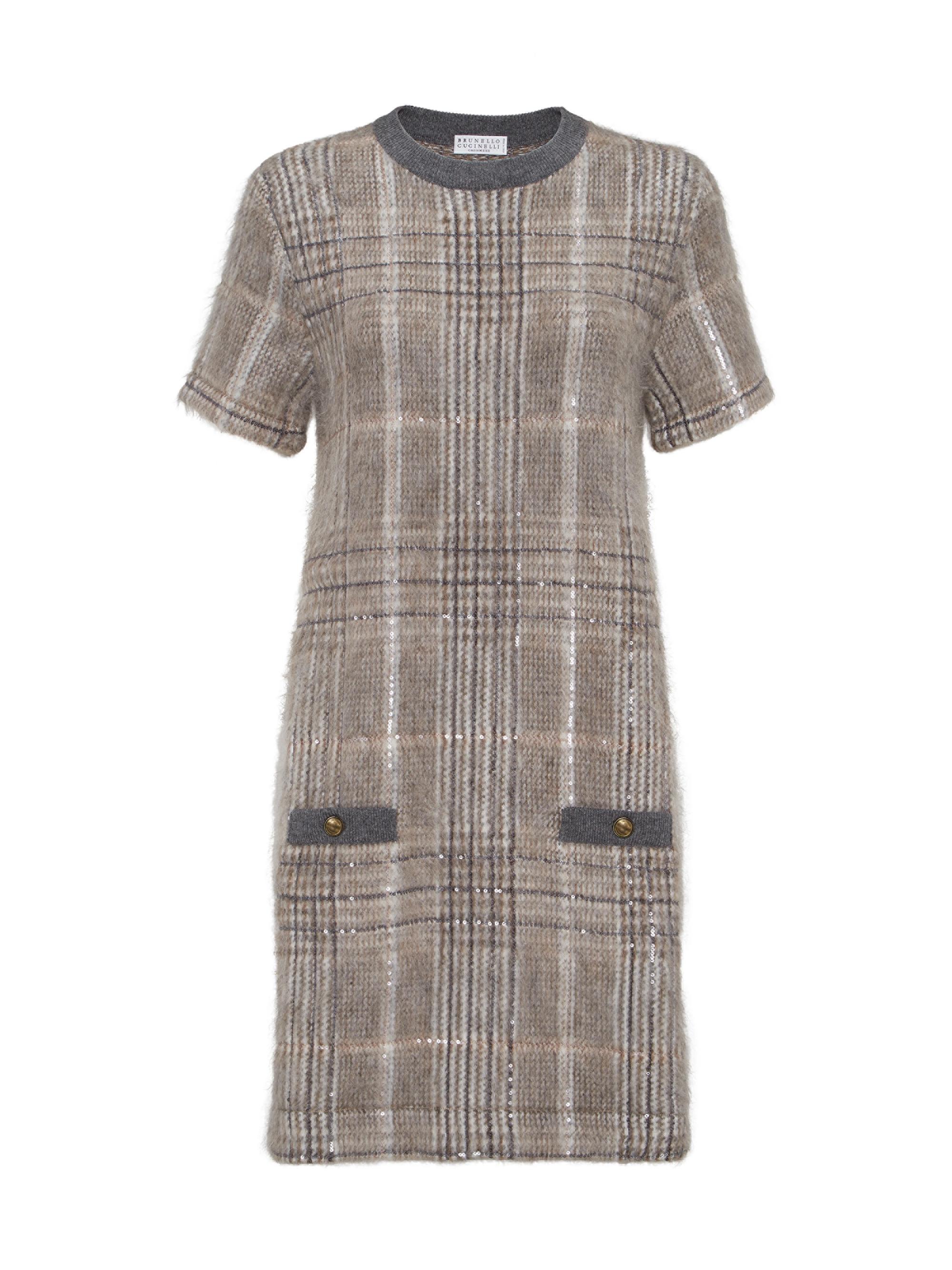 Brunello Cucinelli Women's Mohair, Virgin Wool and Cashmere Jacquard Knit Dress - Grey Multi