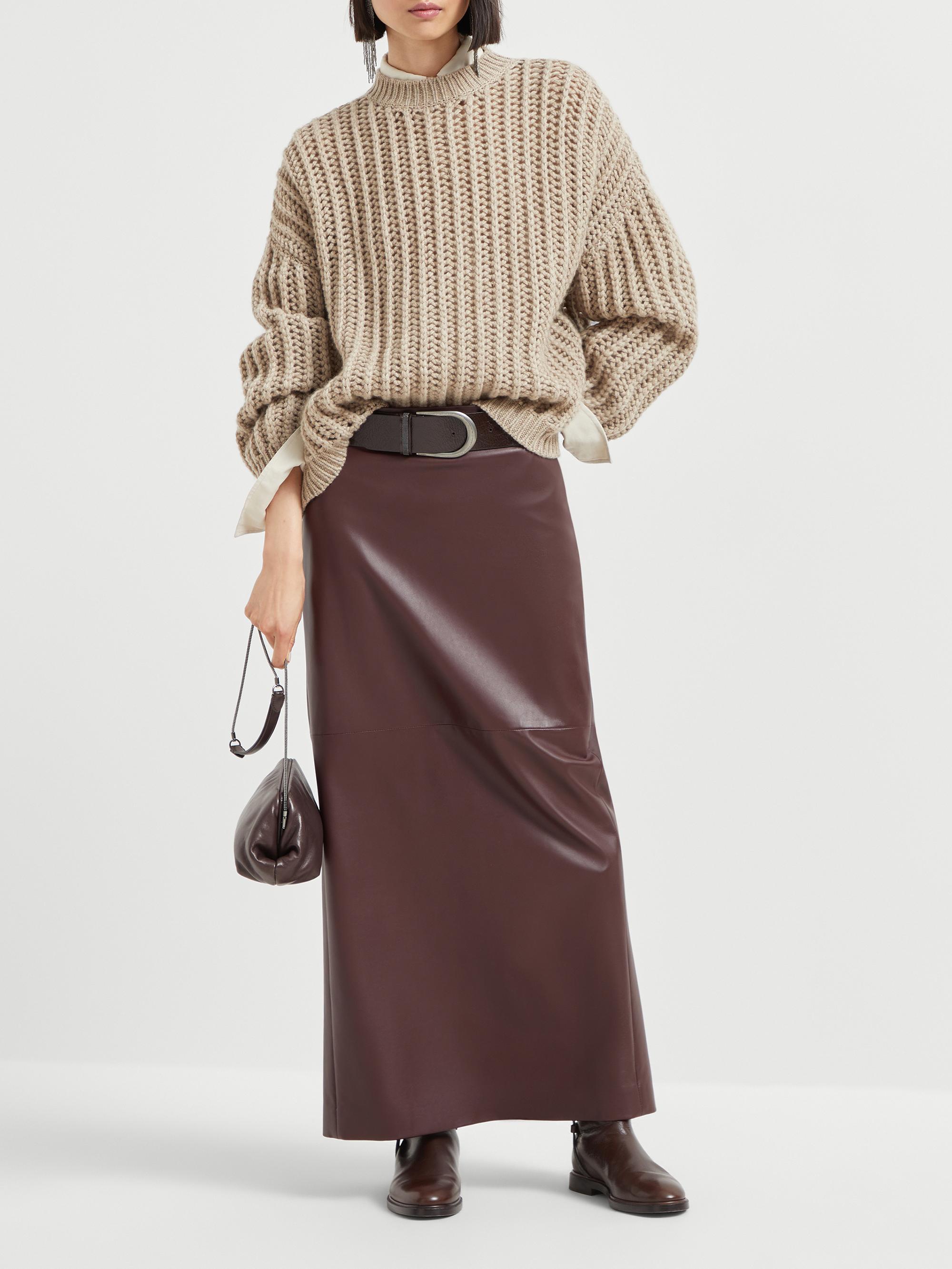 Openwork Rib Sweater Cashmere Feather Yarn